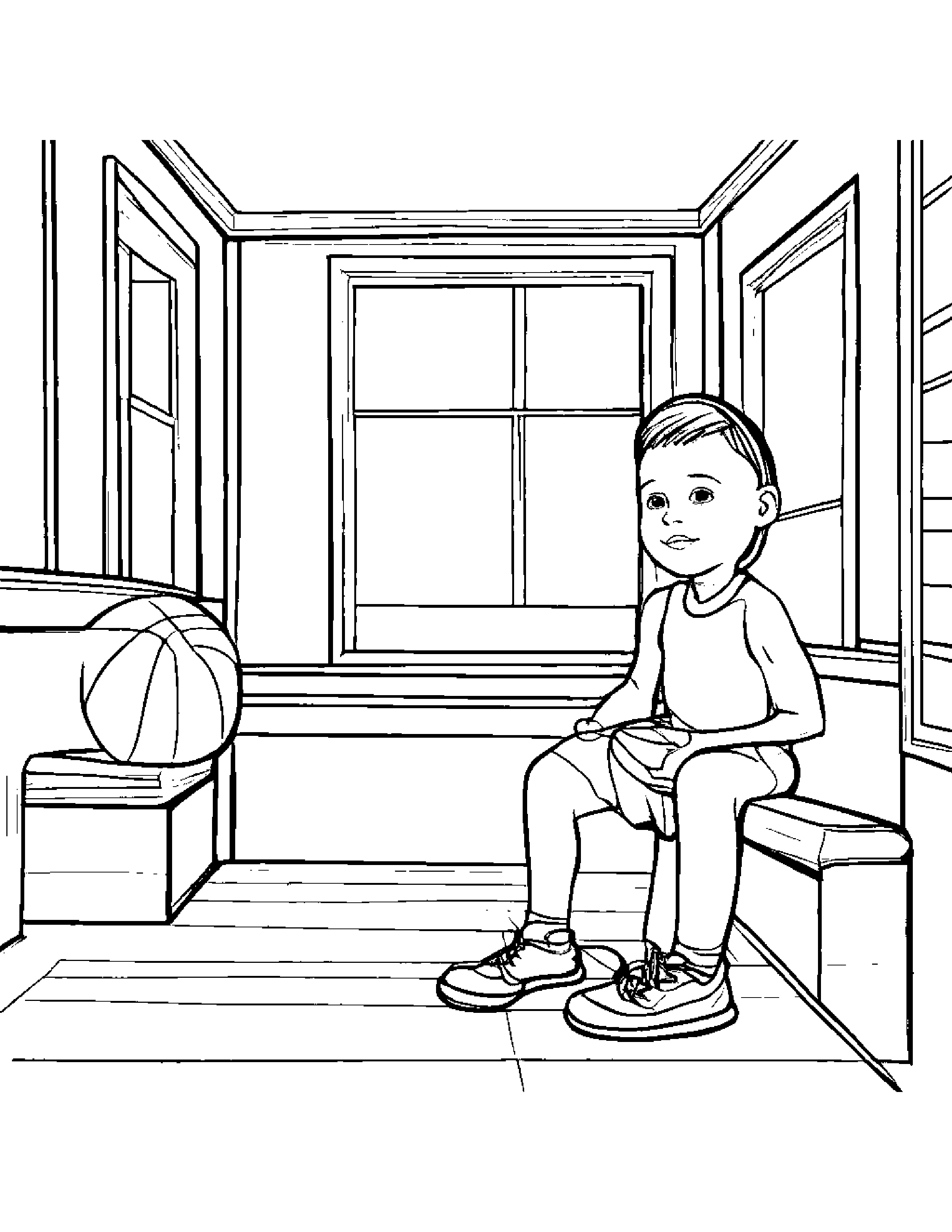 Polite Basketball By A Reading Nook #4 Coloring Page (Free Printable PDF)