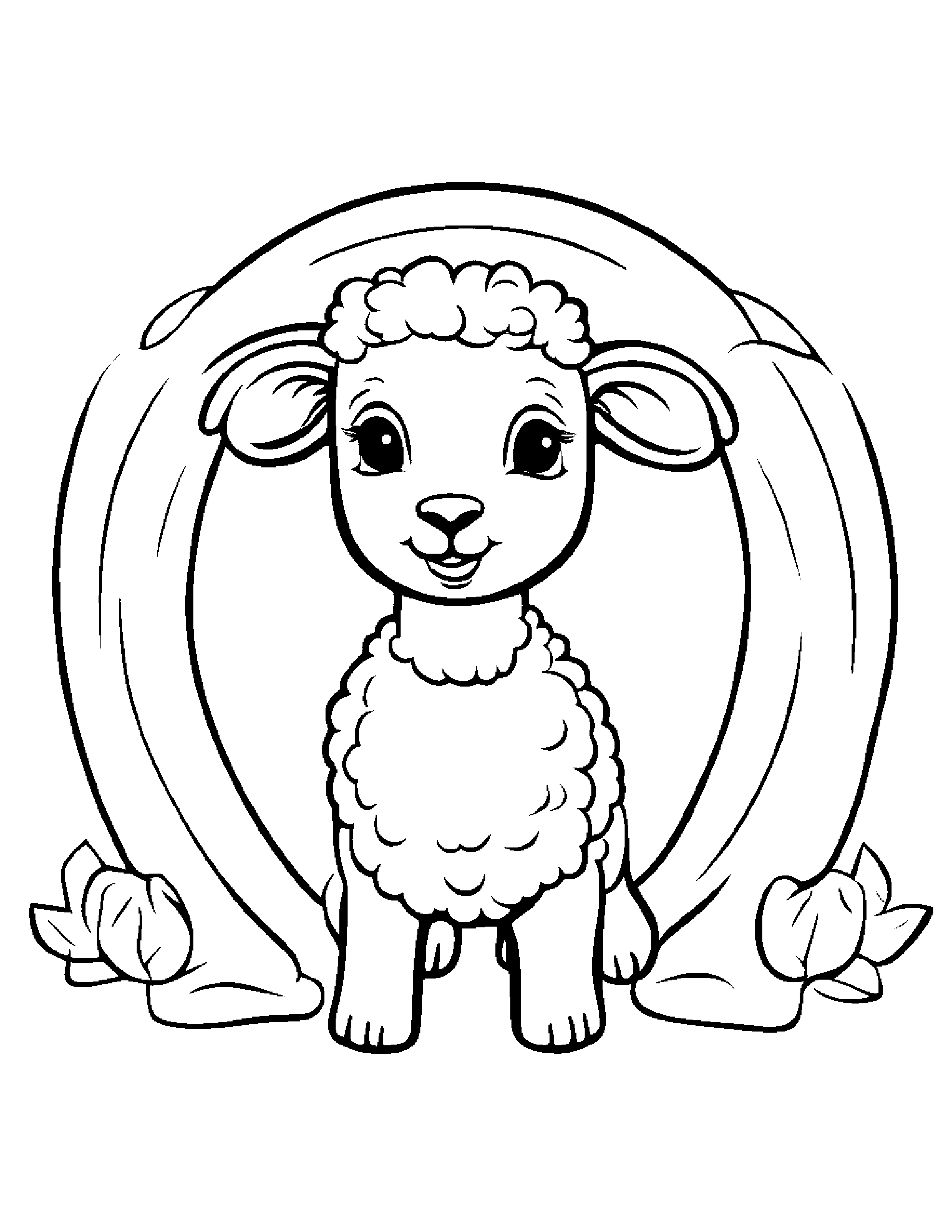 Polite Lamb Practicing Shapes #2 Coloring Page (Free Printable PDF)