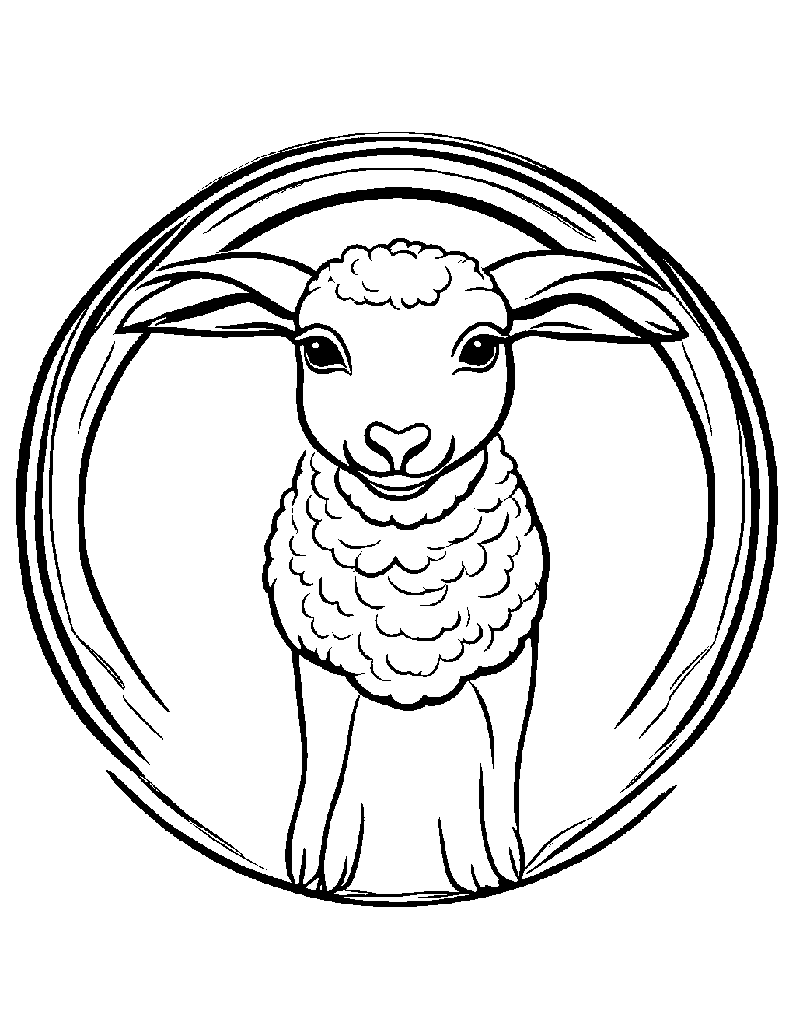 Polite Lamb Practicing Shapes #3 Coloring Page (Free Printable PDF)