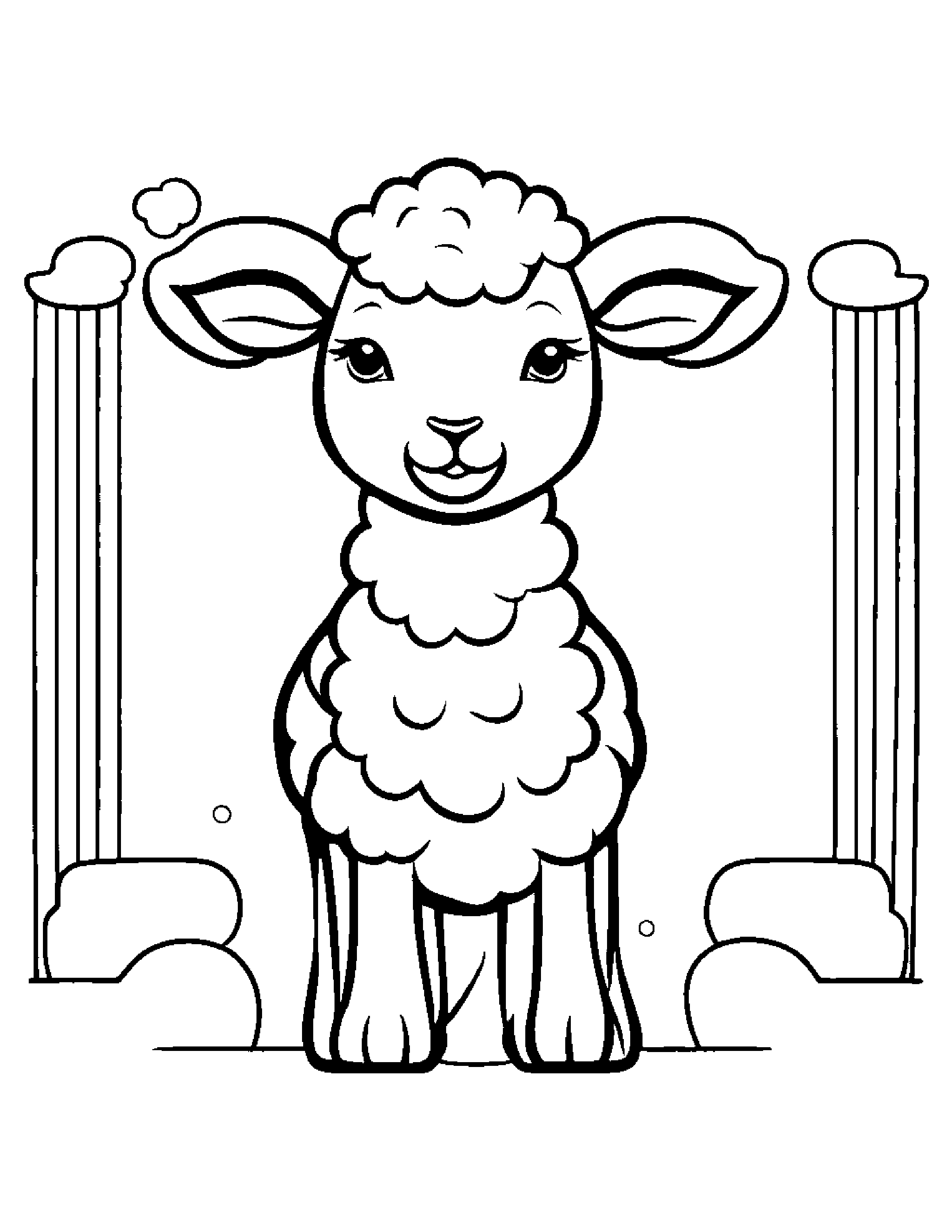 Polite Lamb Practicing Shapes Coloring Page (Free Printable PDF)