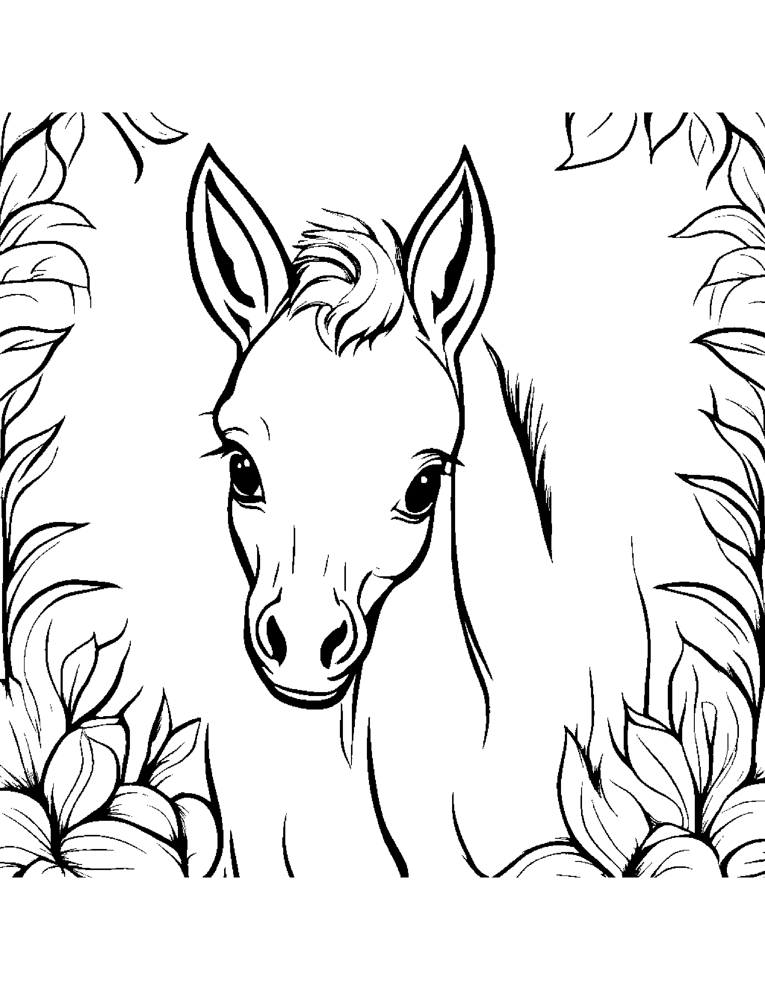 Quiet Foal Smiling Coloring Page (Free Printable PDF)
