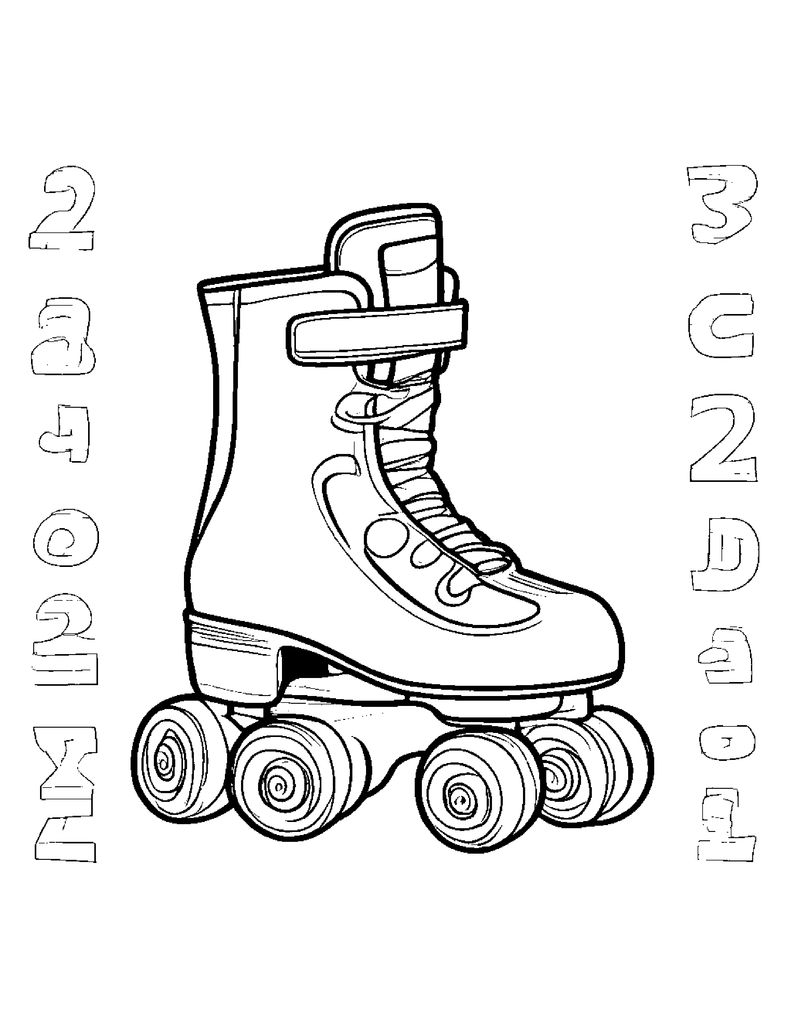 Roller Skates Practicing The Alphabet #3 Coloring Page (Free Printable PDF)