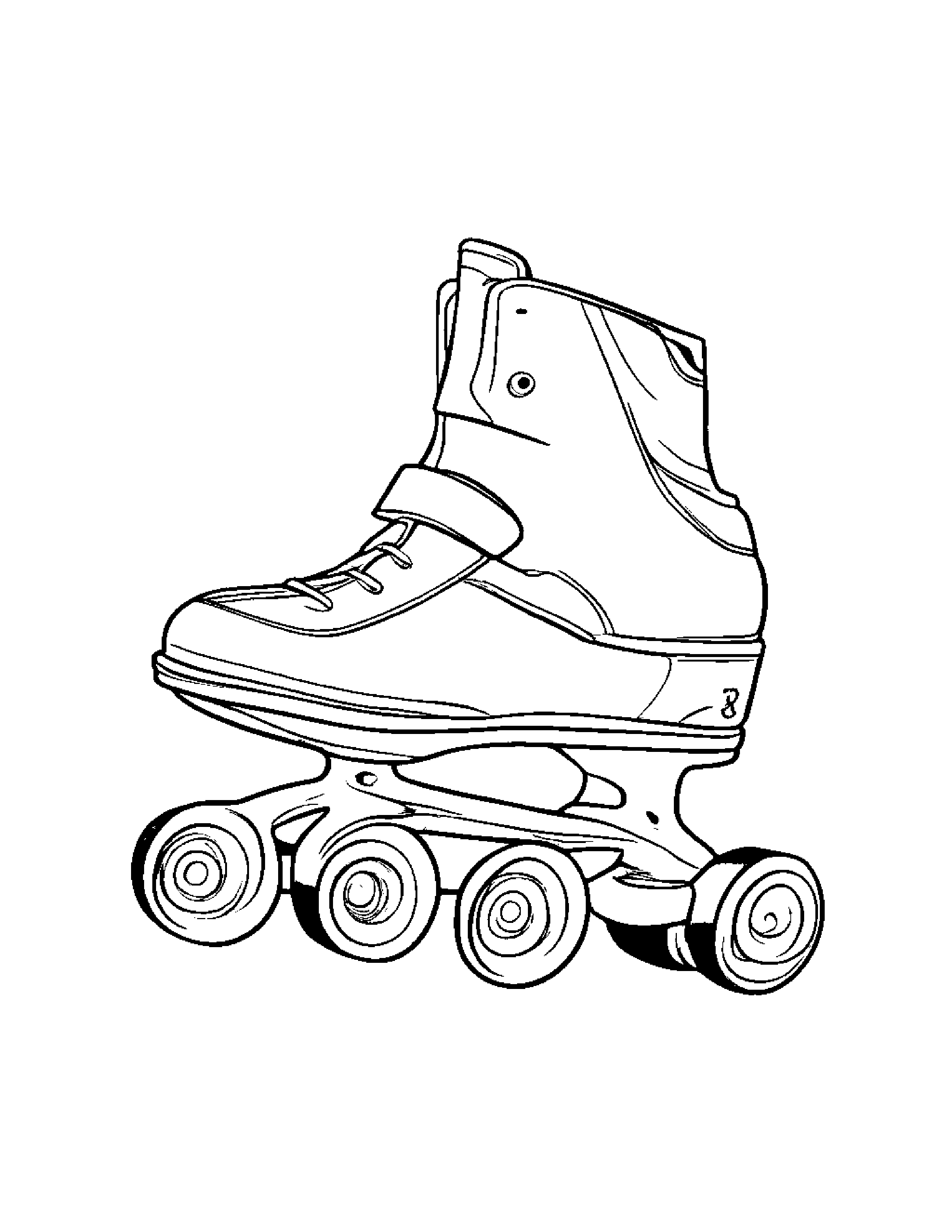 Roller Skates Practicing The Alphabet #5 Coloring Page (Free Printable PDF)