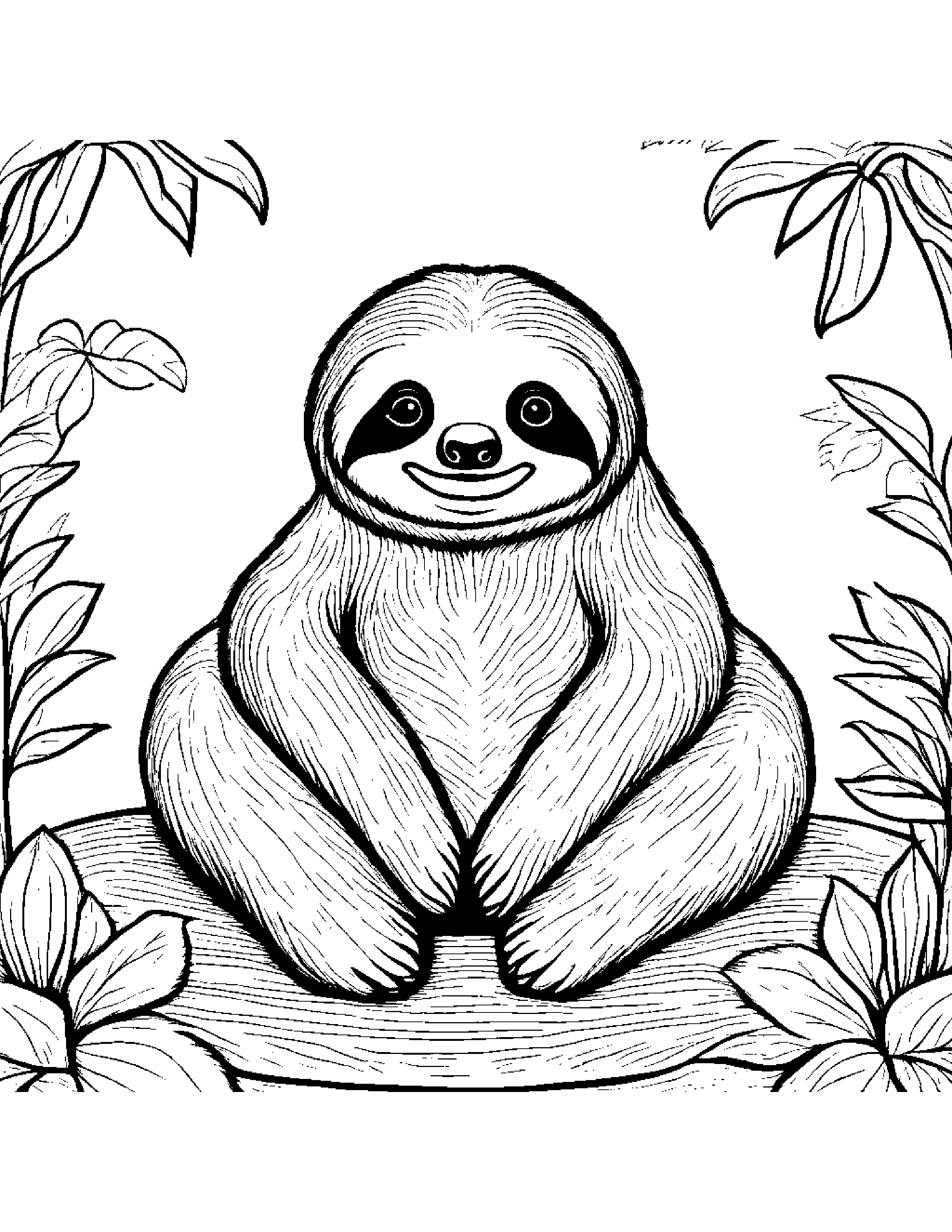 Shy Sloth On A Picnic Blanket #3 Coloring Page (Free Printable PDF)