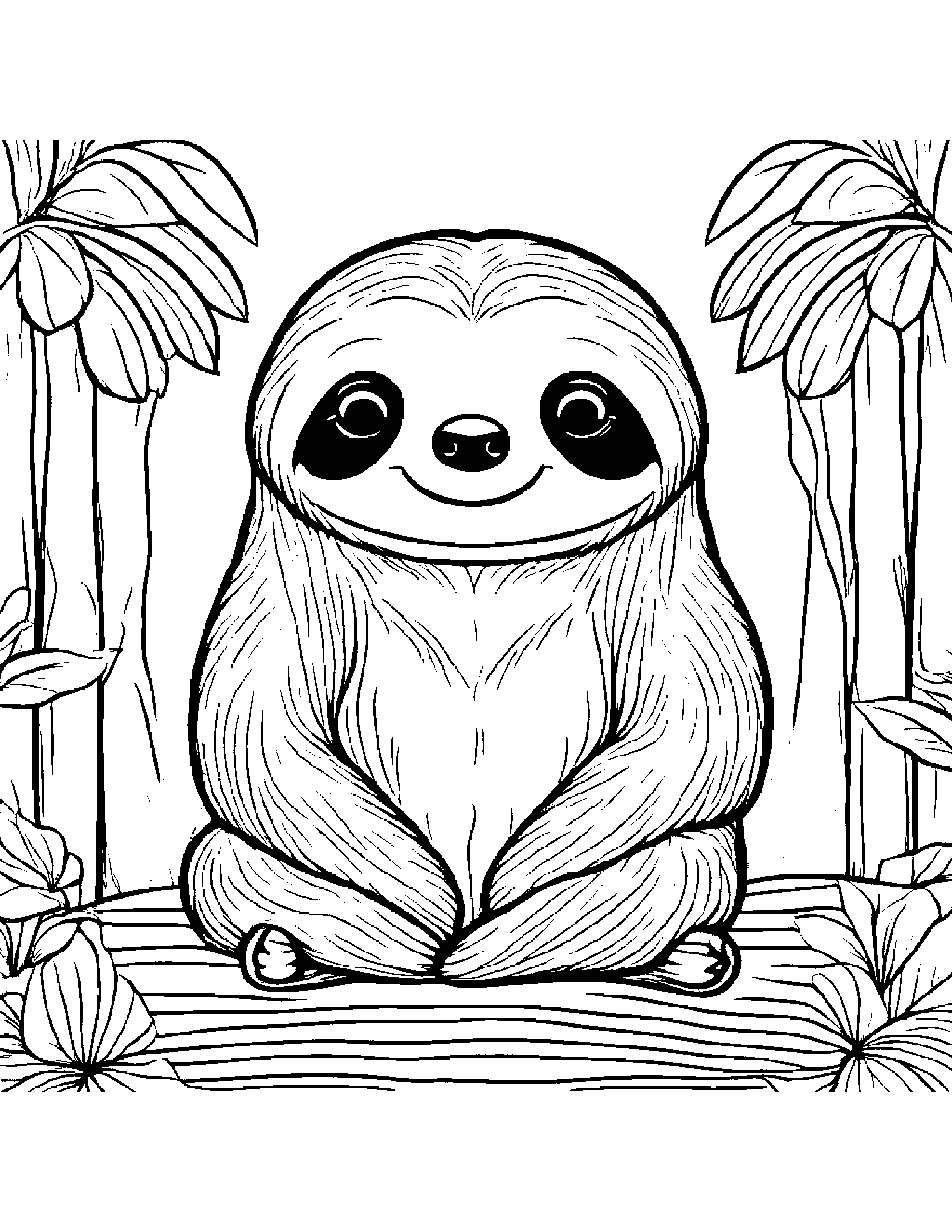 Shy Sloth On A Picnic Blanket #4 Coloring Page (Free Printable PDF)