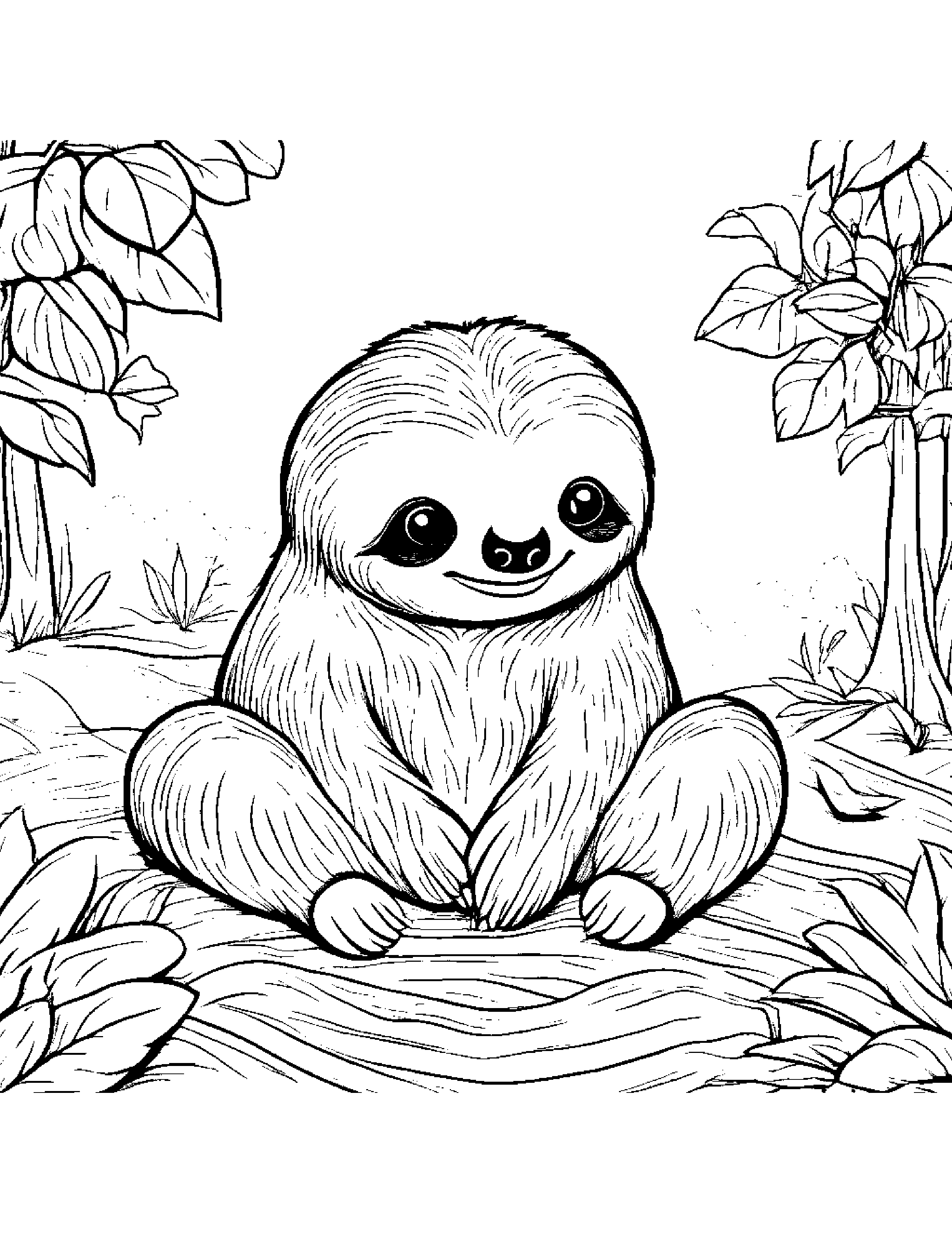 Shy Sloth On A Picnic Blanket #5 Coloring Page (Free Printable PDF)