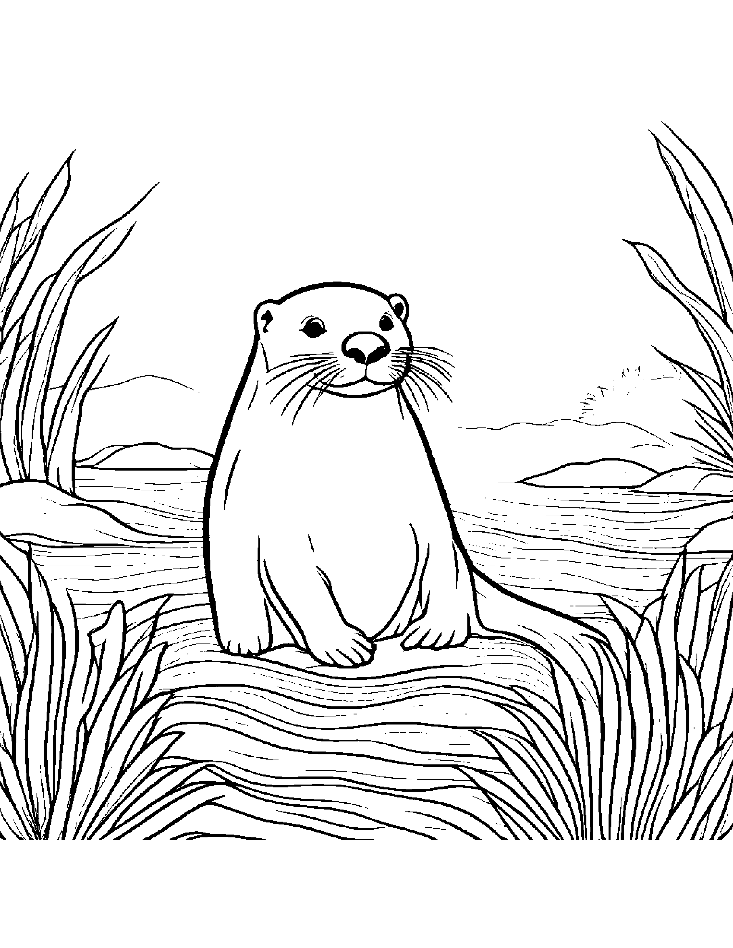 Sunny Otter #2 Coloring Page (Free Printable PDF)