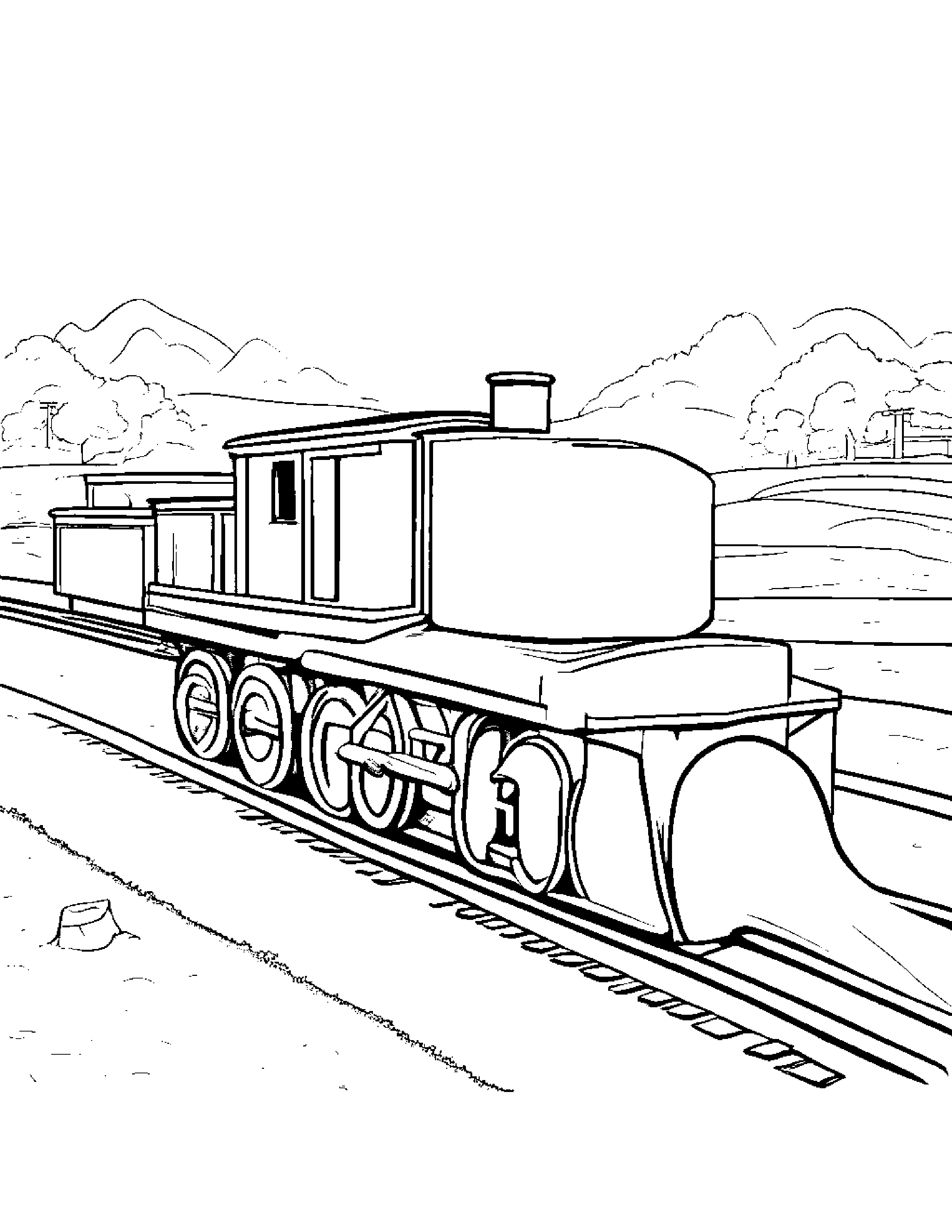 Train Toy Practicing Shapes Beside A Sandbox #4 Coloring Page (Free Printable PDF)