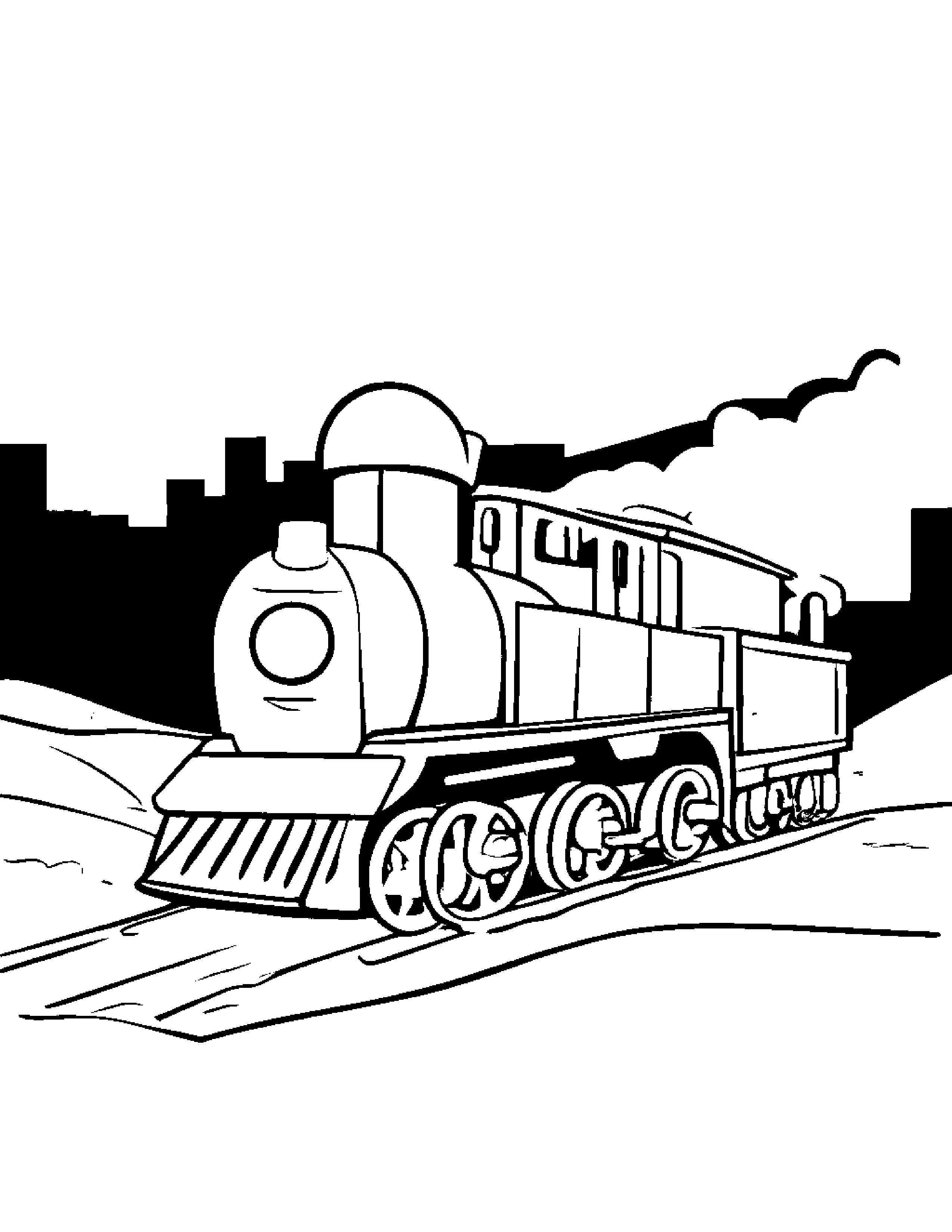 Train Toy Practicing Shapes Beside A Sandbox #5 Coloring Page (Free Printable PDF)