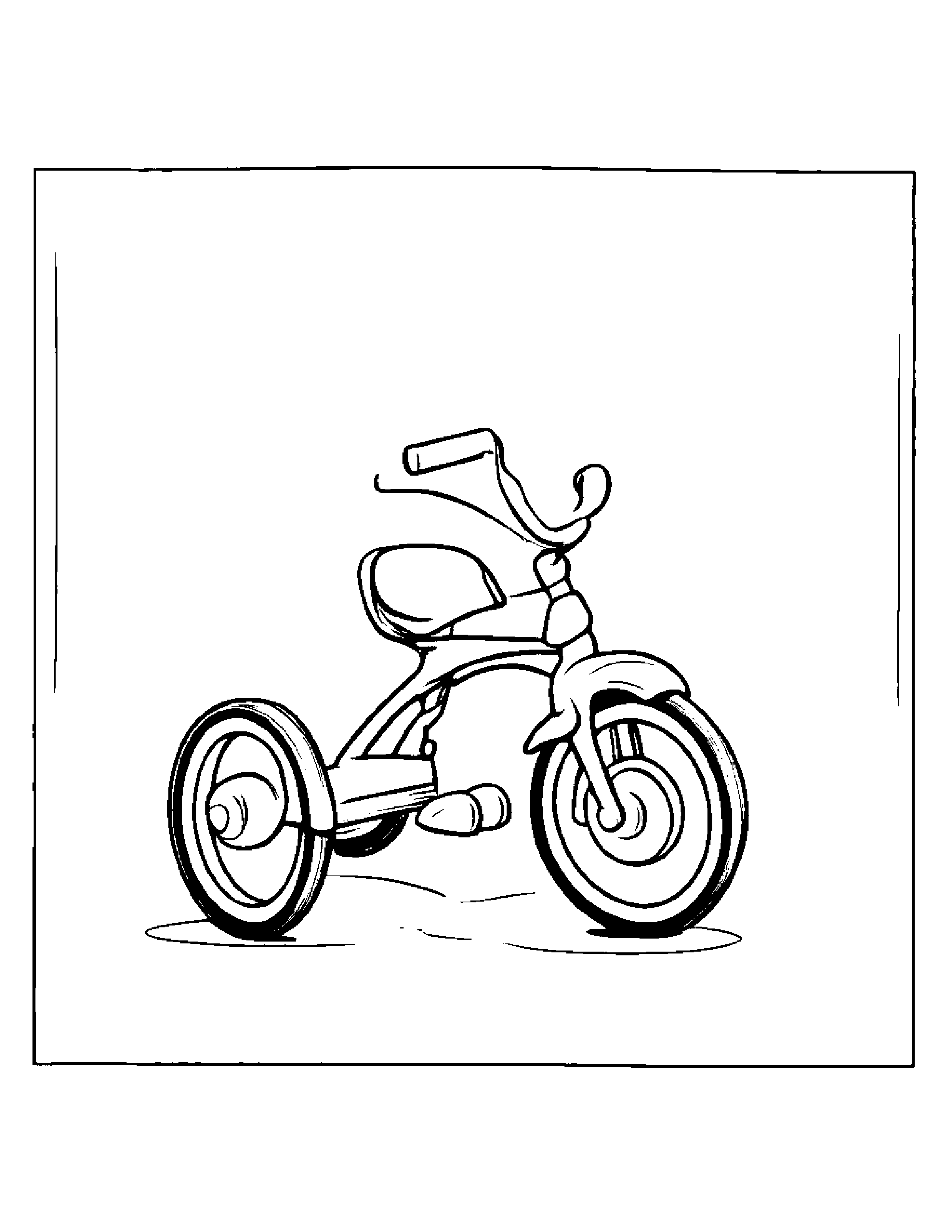 Tricycle Practicing Shapes Coloring Page (Free Printable PDF)