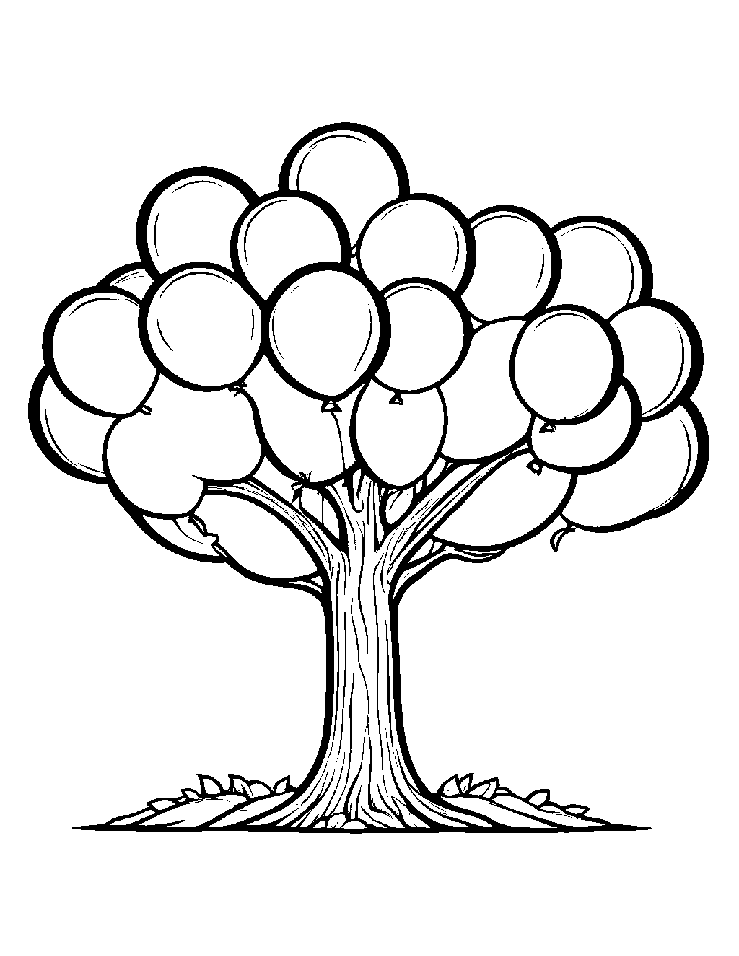 Baby Tree With Balloon #2 Coloring Page (Free Printable PDF)