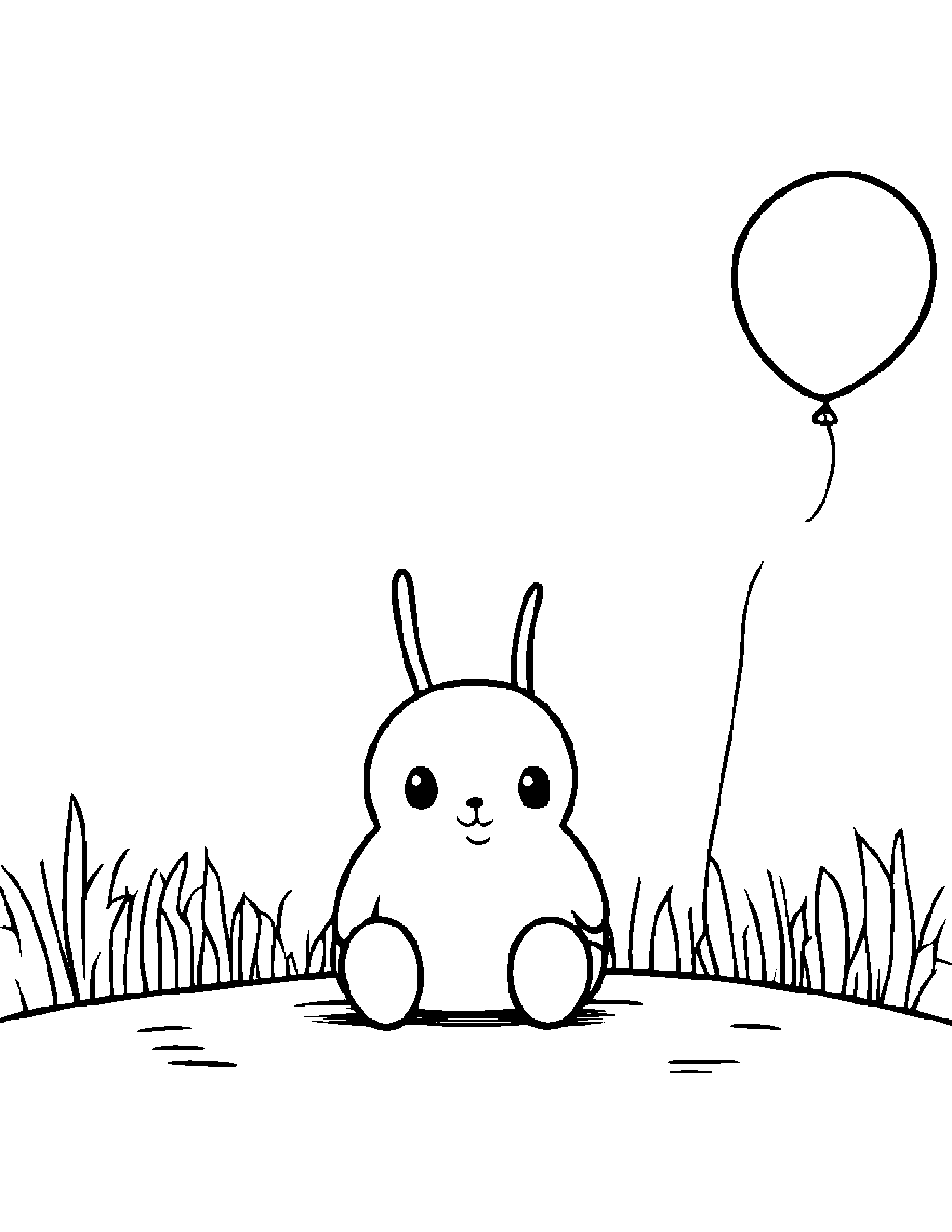 Kawaii Bunny With Balloon Coloring Page (Free Printable PDF)