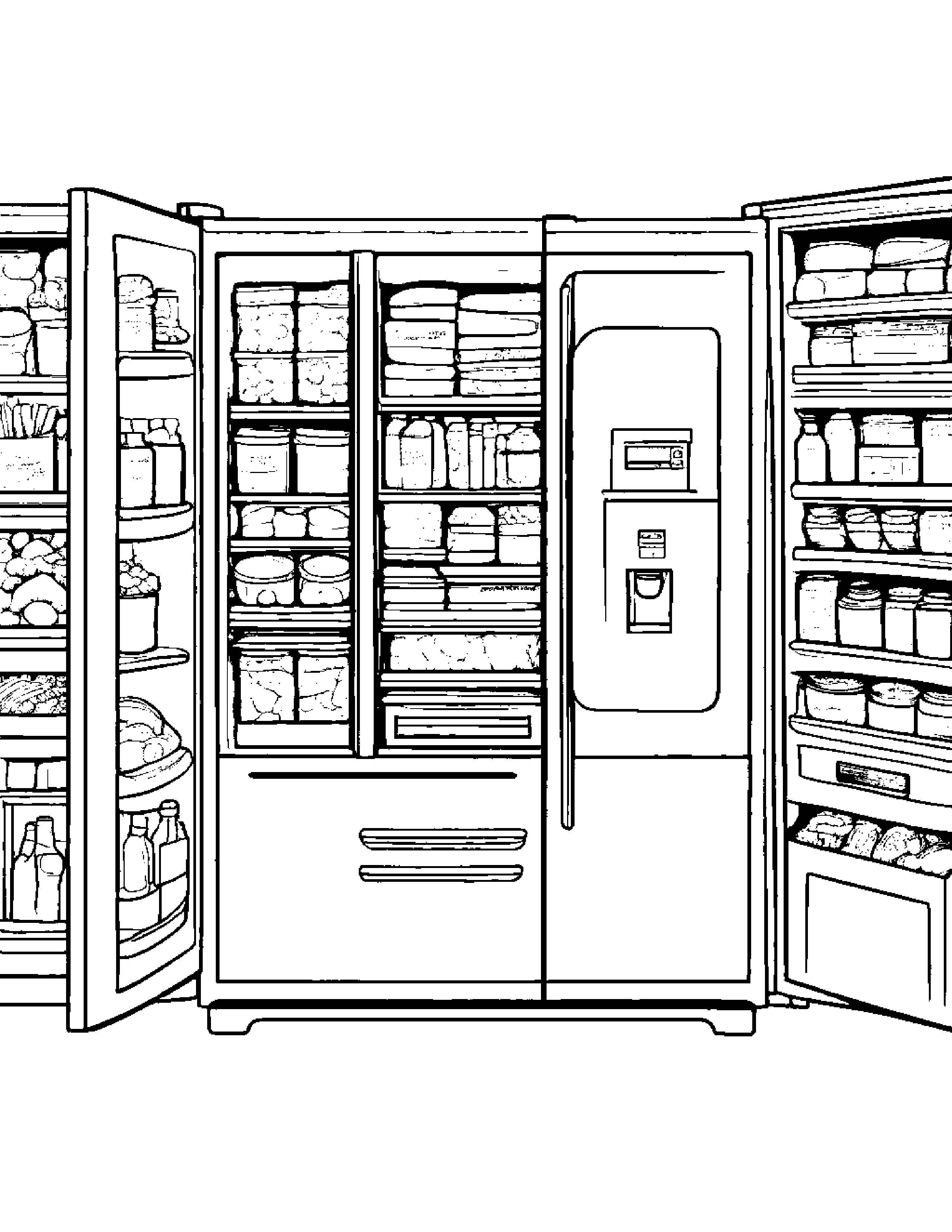 A Smart Fridge That Can Recognize And Organize Groceries By Type And Expiration Date Coloring Page (Free Printable PDF)