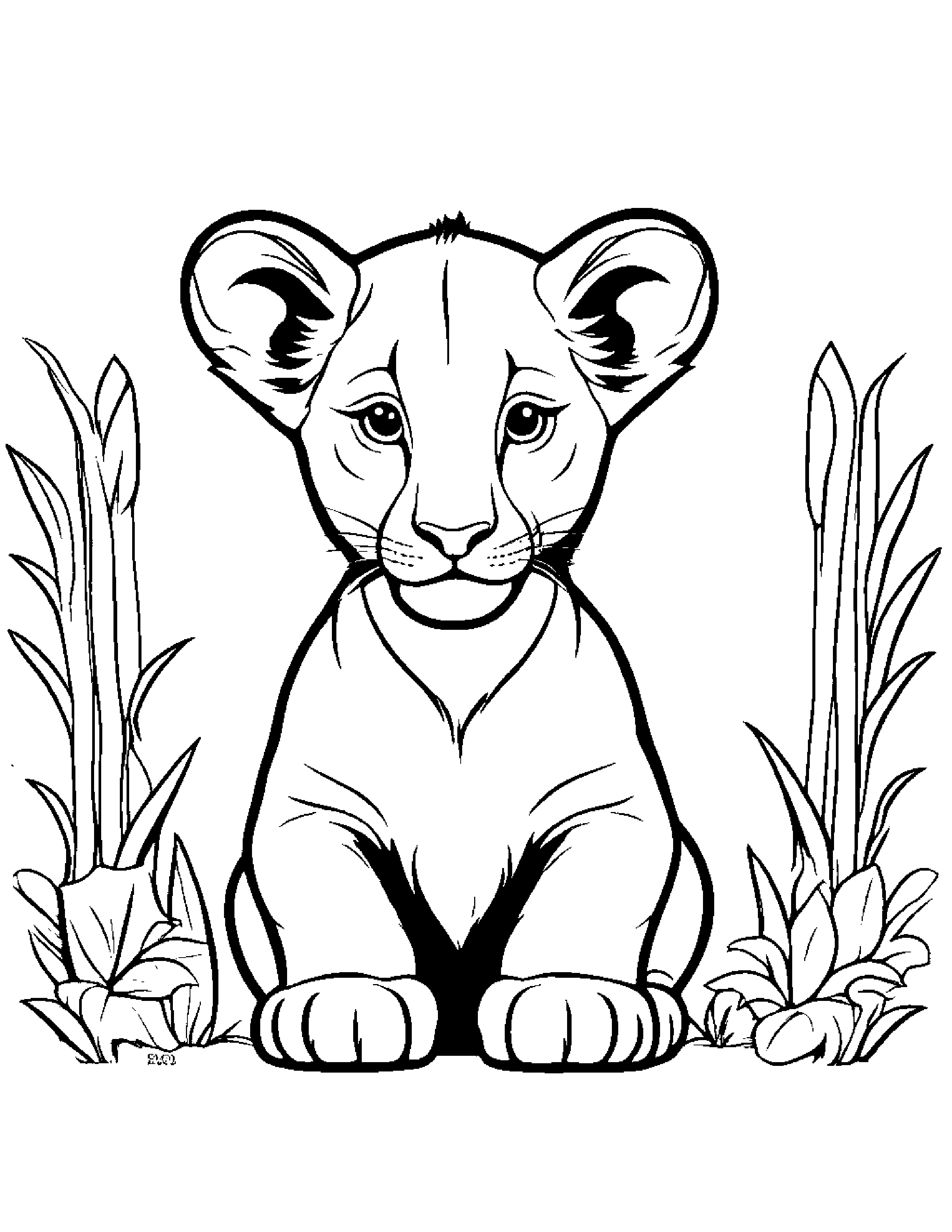 Gentle Lion Cub #2 Coloring Page (Free Printable PDF)