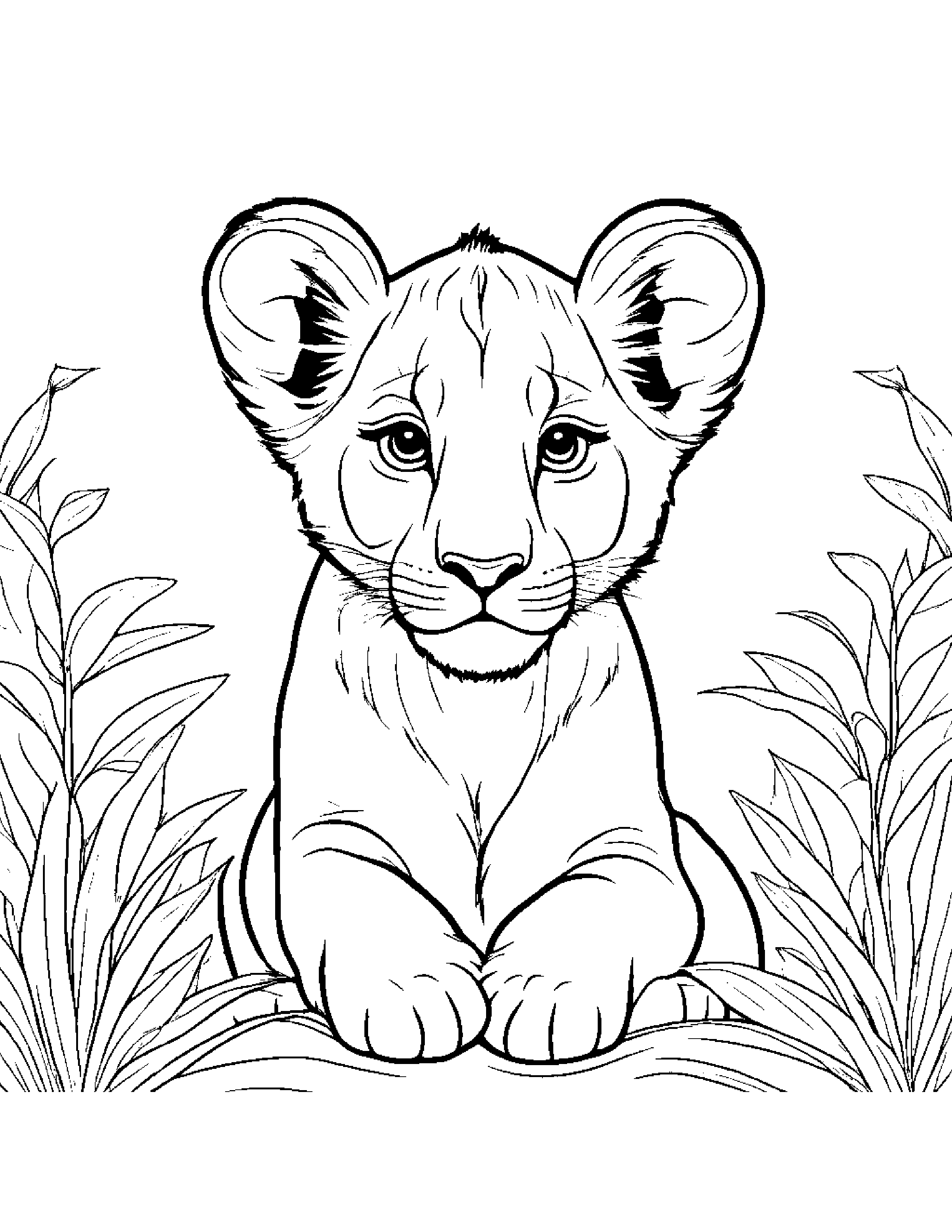 Gentle Lion Cub Coloring Page (Free Printable PDF)