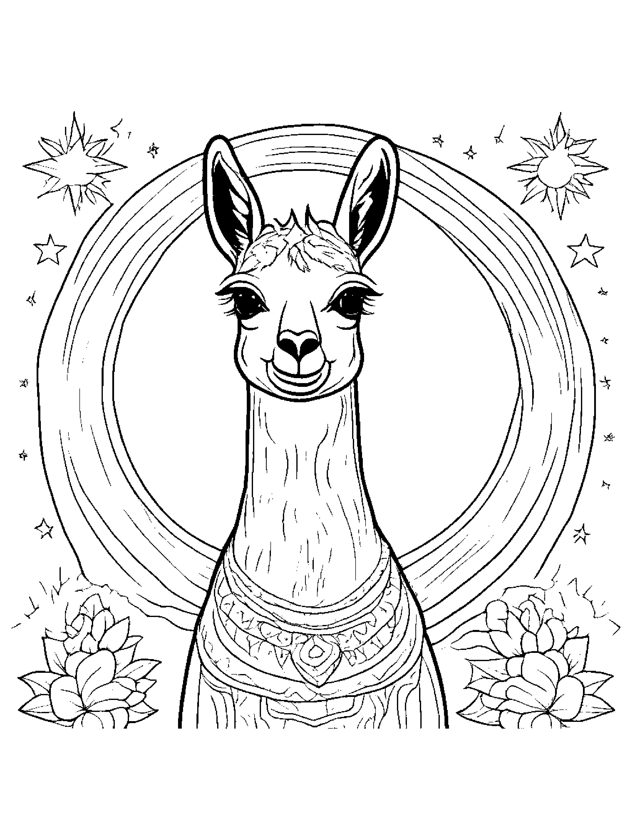 Llama With A Star Coloring Page (Free Printable PDF)