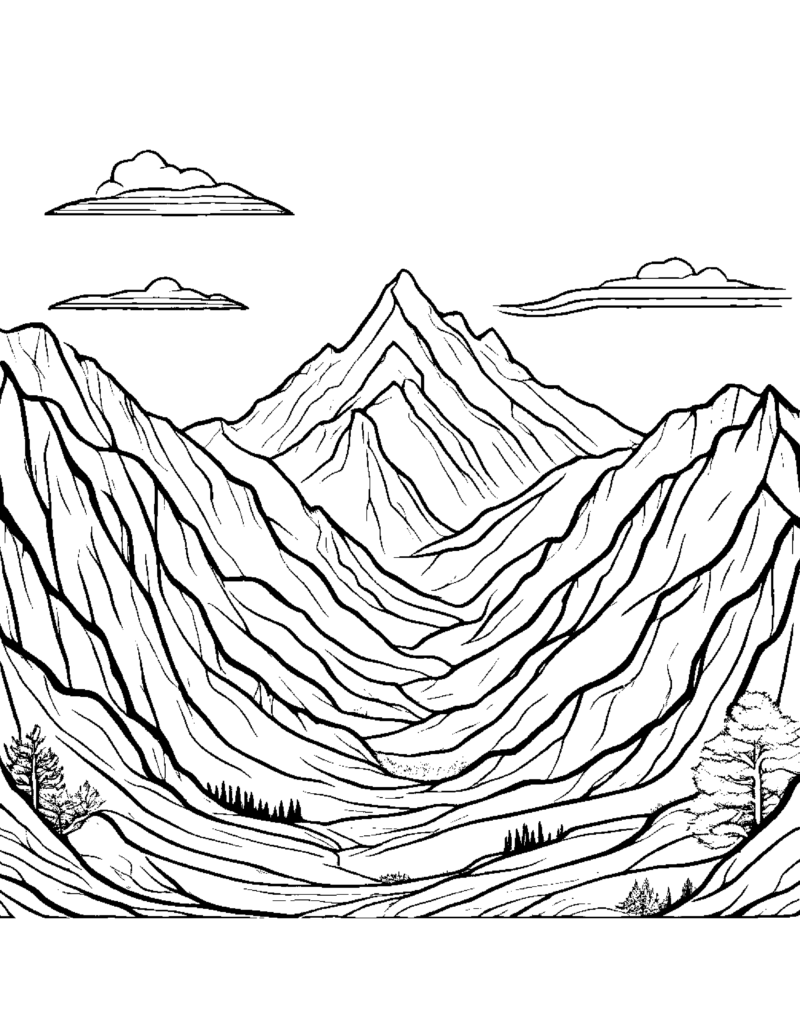 Mountain With Scarf #2 Coloring Page (Free Printable PDF)