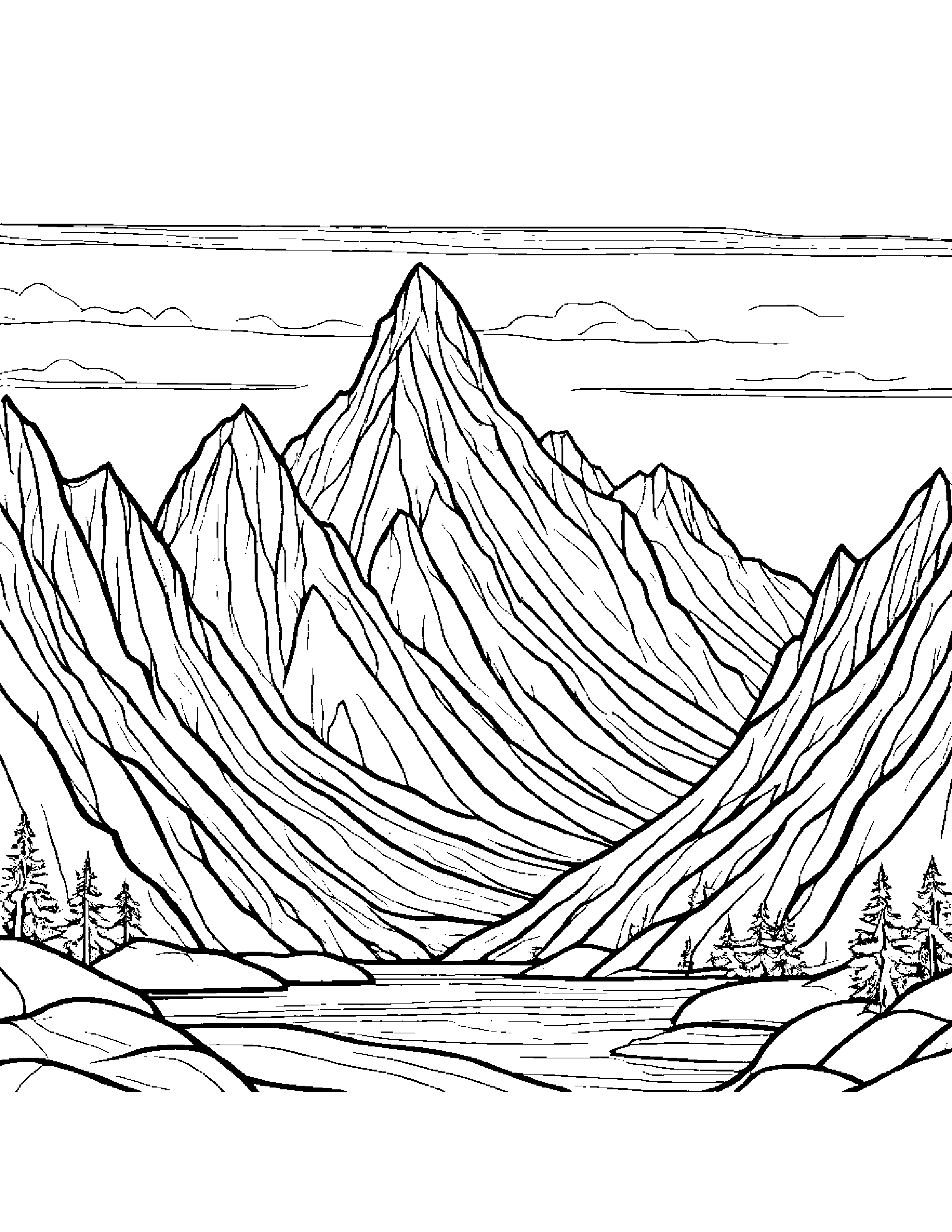 Mountain With Scarf Coloring Page (Free Printable PDF)