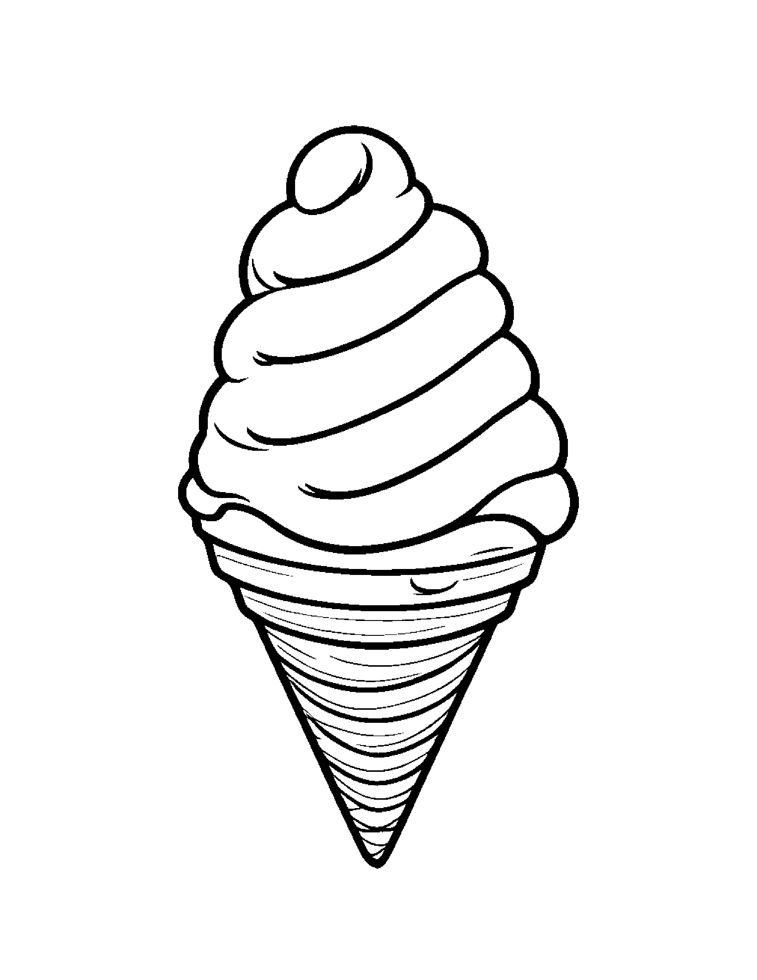 Happy Ice Cream Cone #2 Coloring Page (Free Printable PDF)