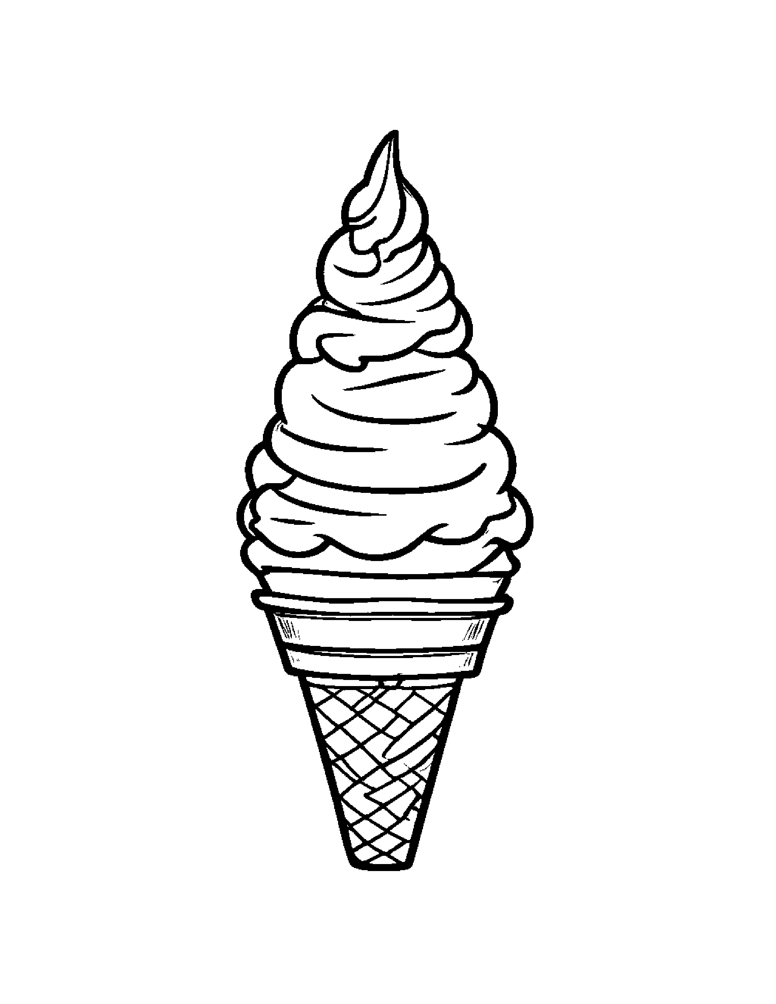 Happy Ice Cream Cone Coloring Page (Free Printable PDF)