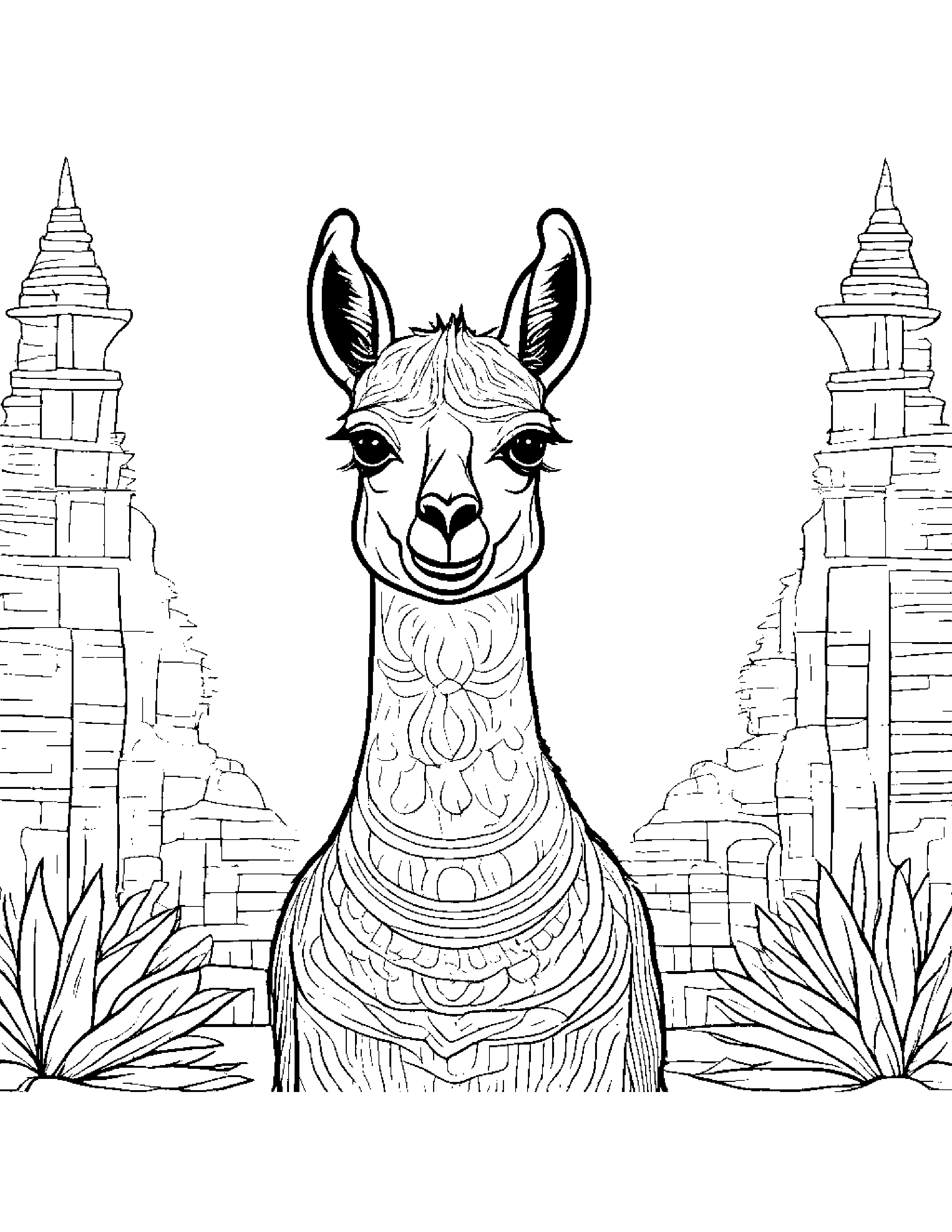 Llama Coloring Page (Free Printable PDF)