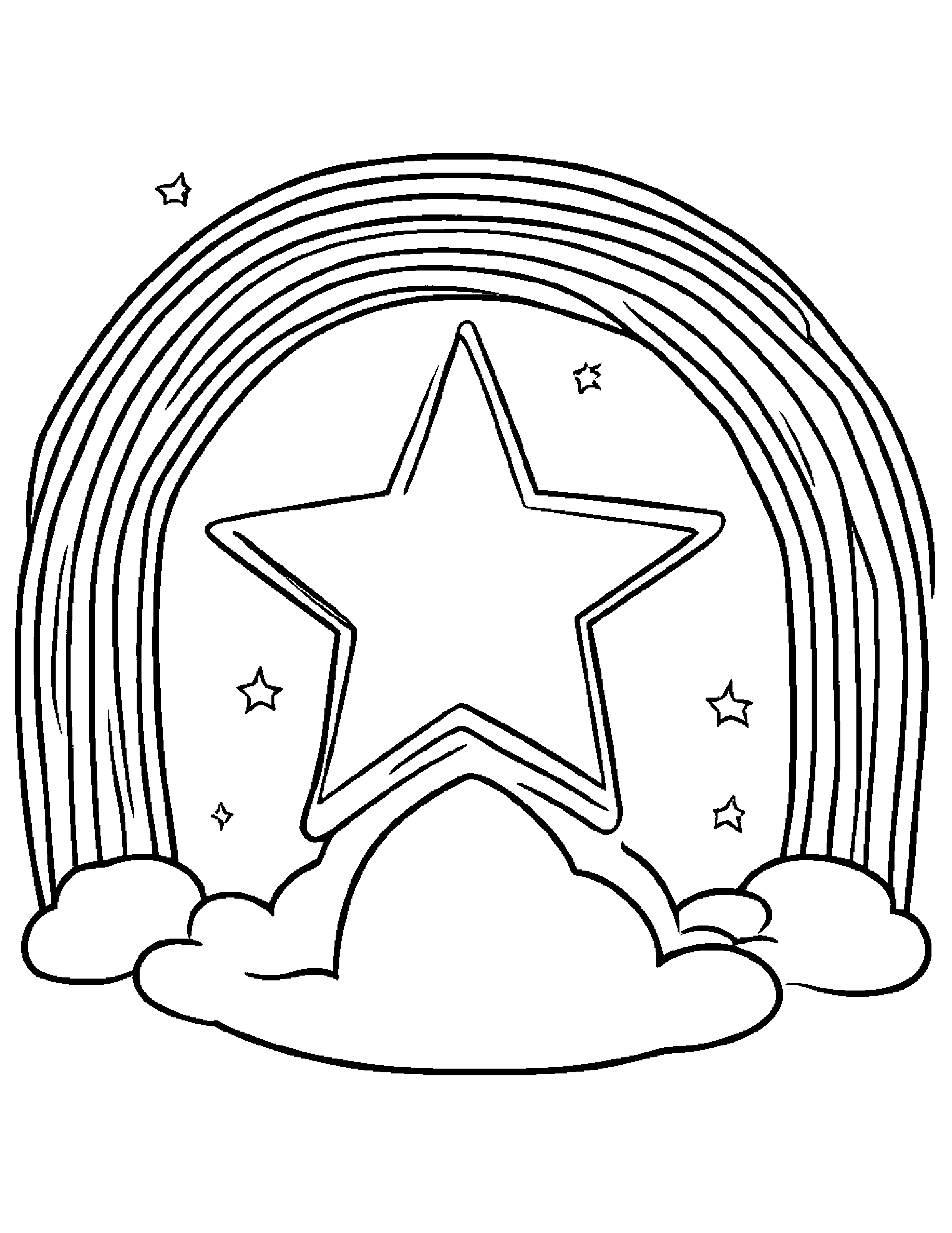 Rainbow With A Star #2 Coloring Page (Free Printable PDF)
