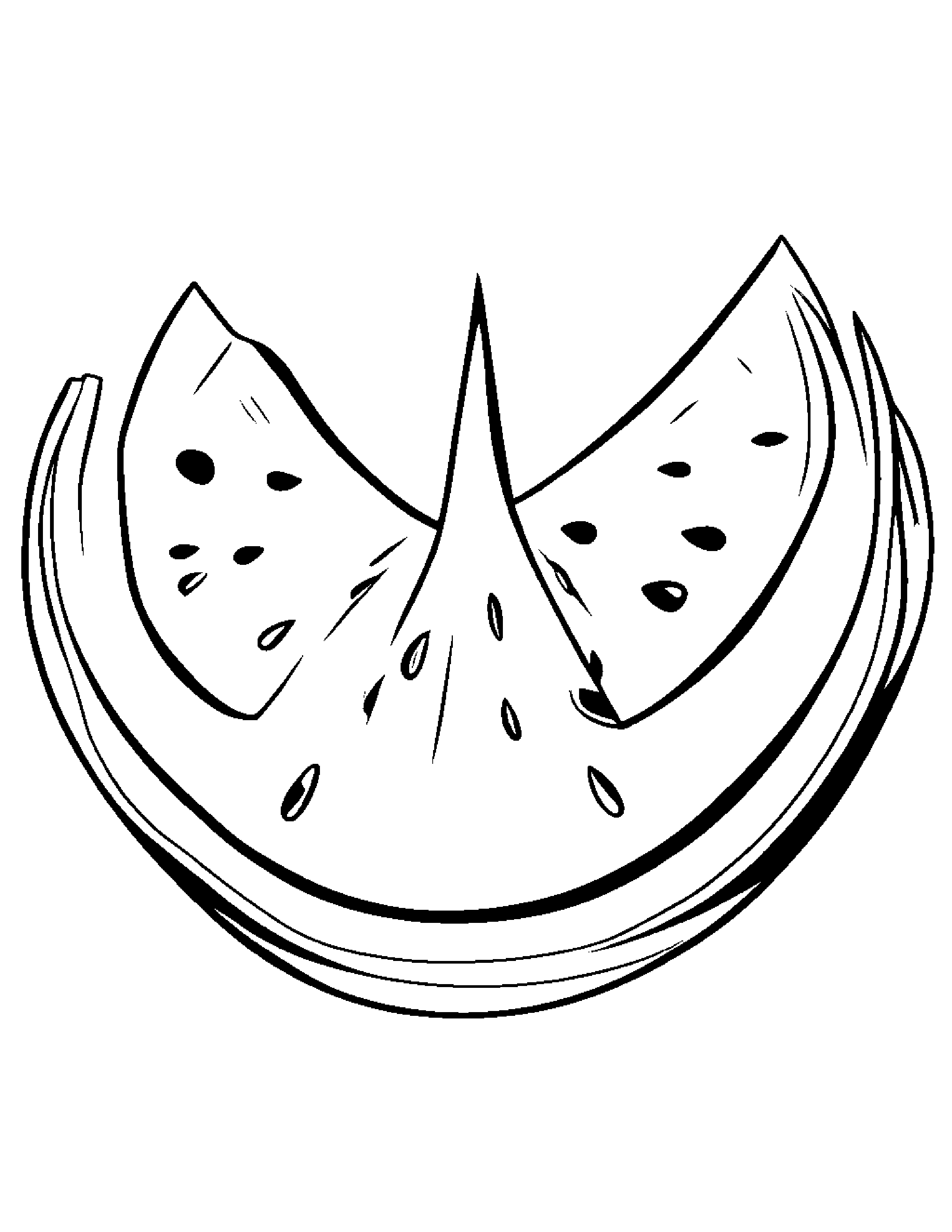 Watermelon Slice With A Bow #2 Coloring Page (Free Printable PDF)