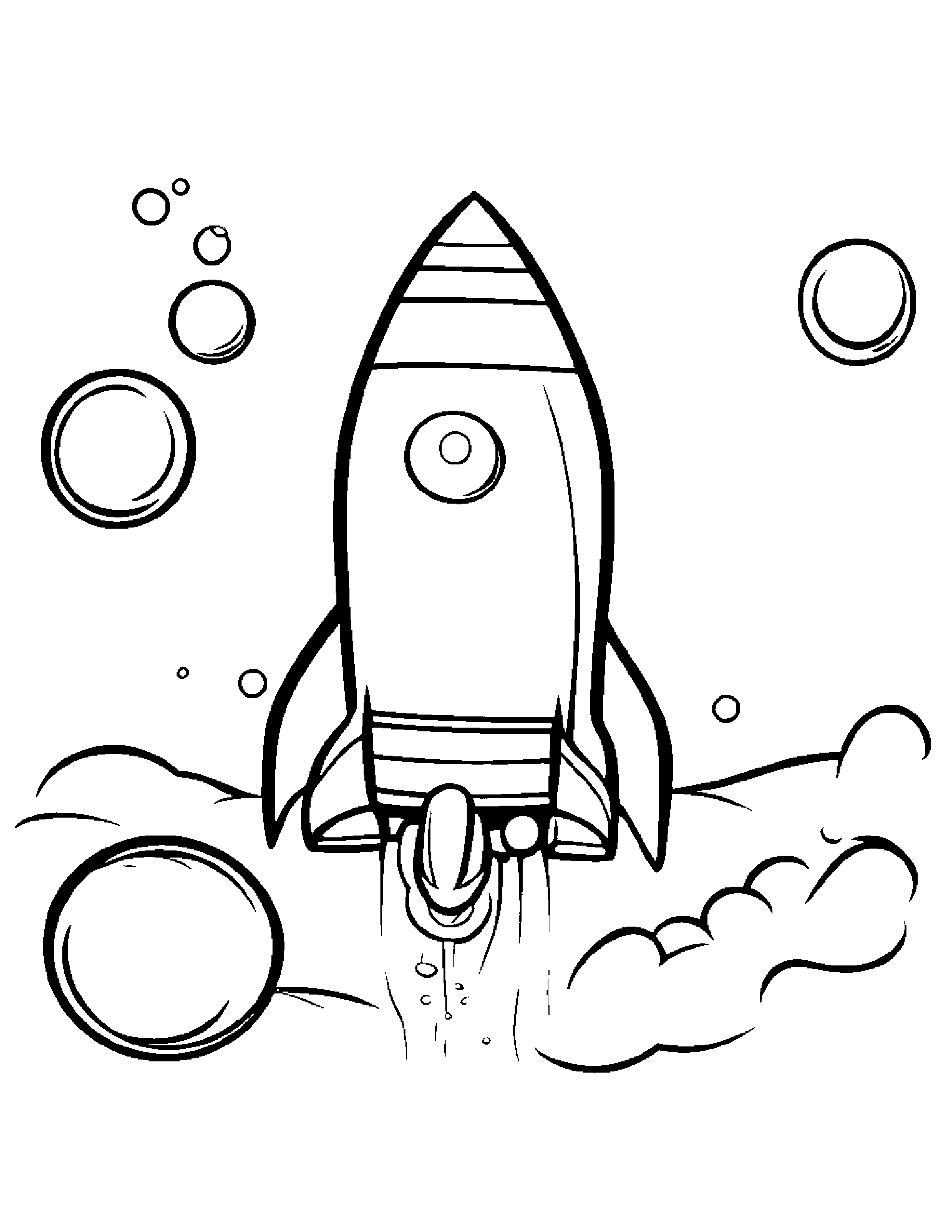 Rocket Blowing Bubbles #2 Coloring Page (Free Printable PDF)