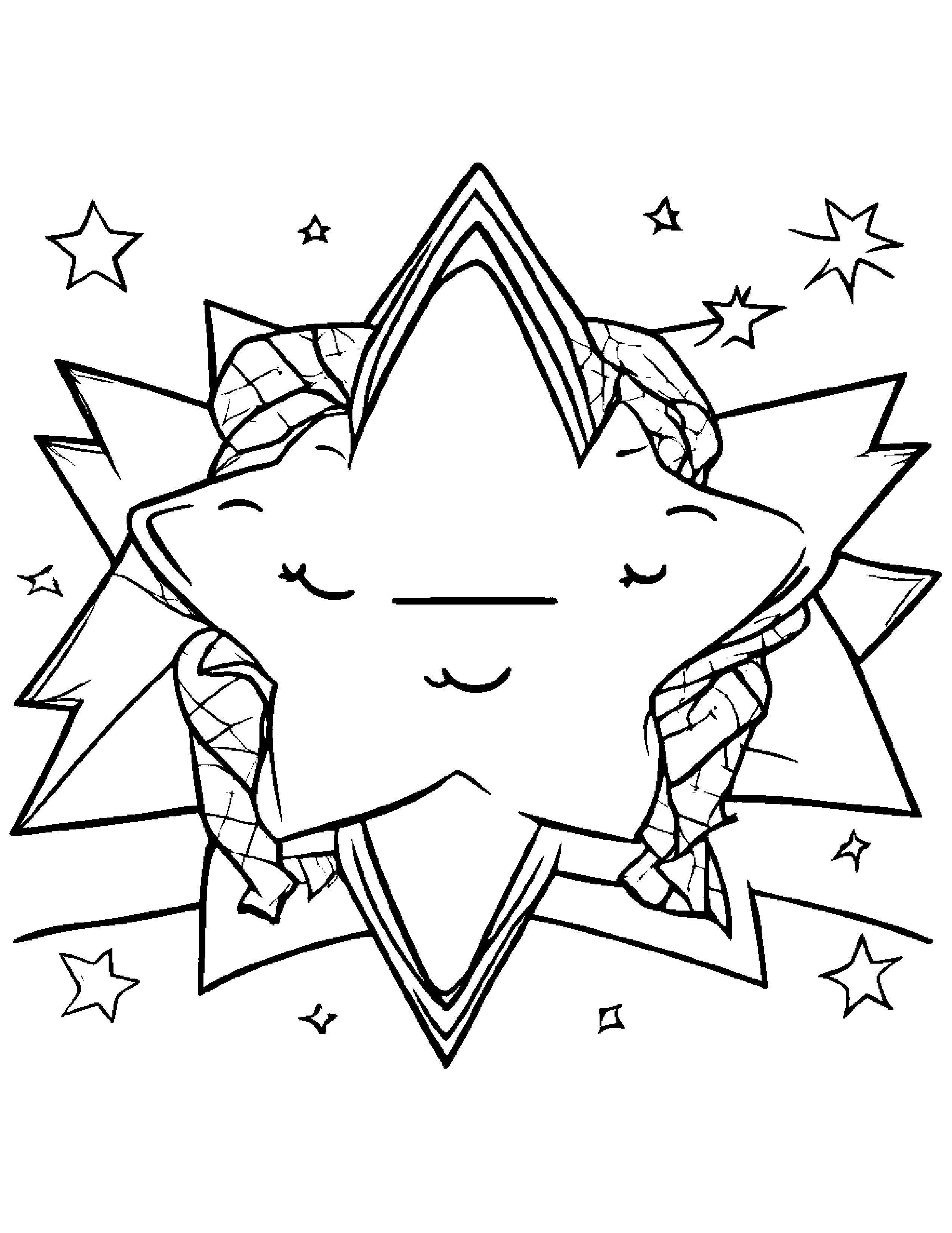 Sleepy Star With Scarf Coloring Page (Free Printable PDF)