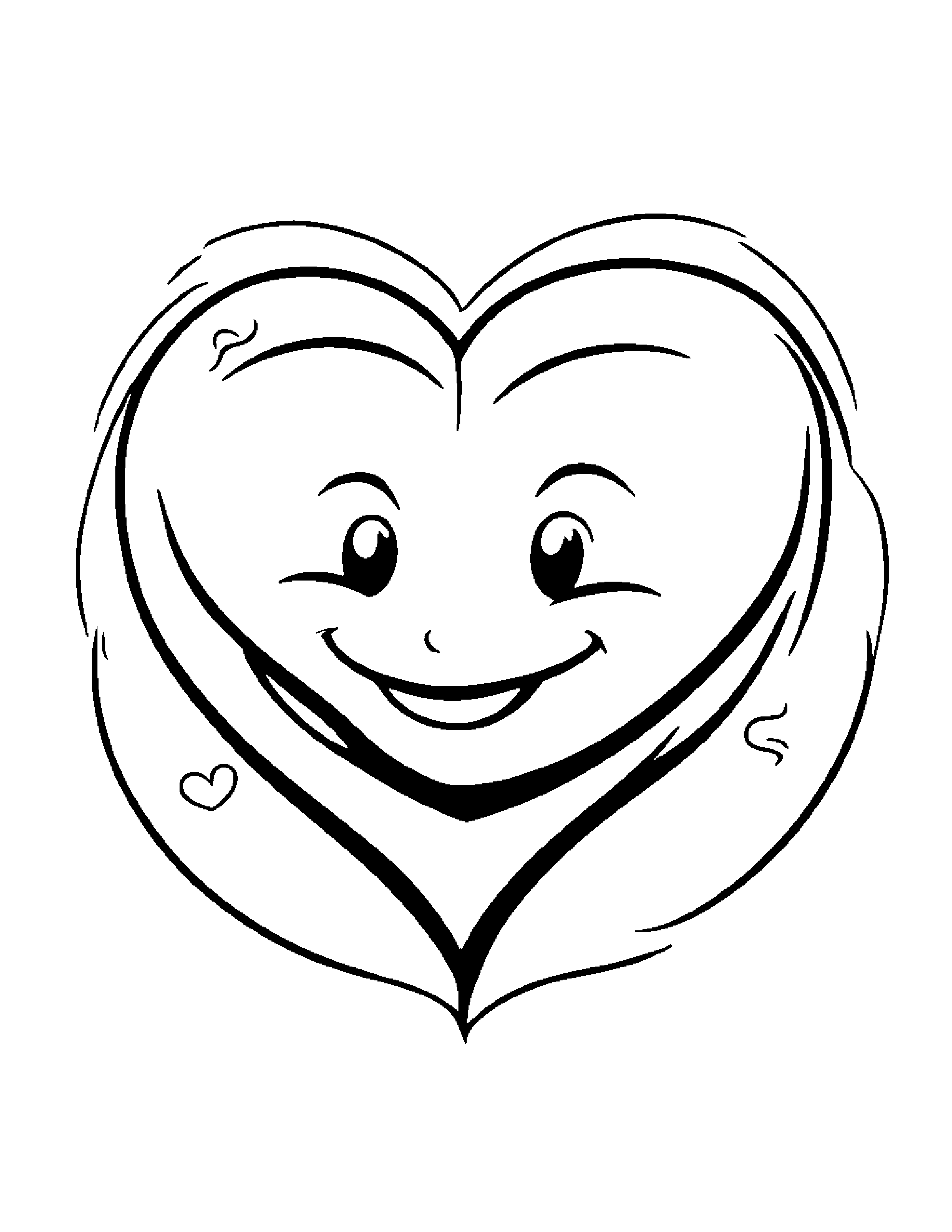Smiling Moon Hugging A Heart #2 Coloring Page (Free Printable PDF)