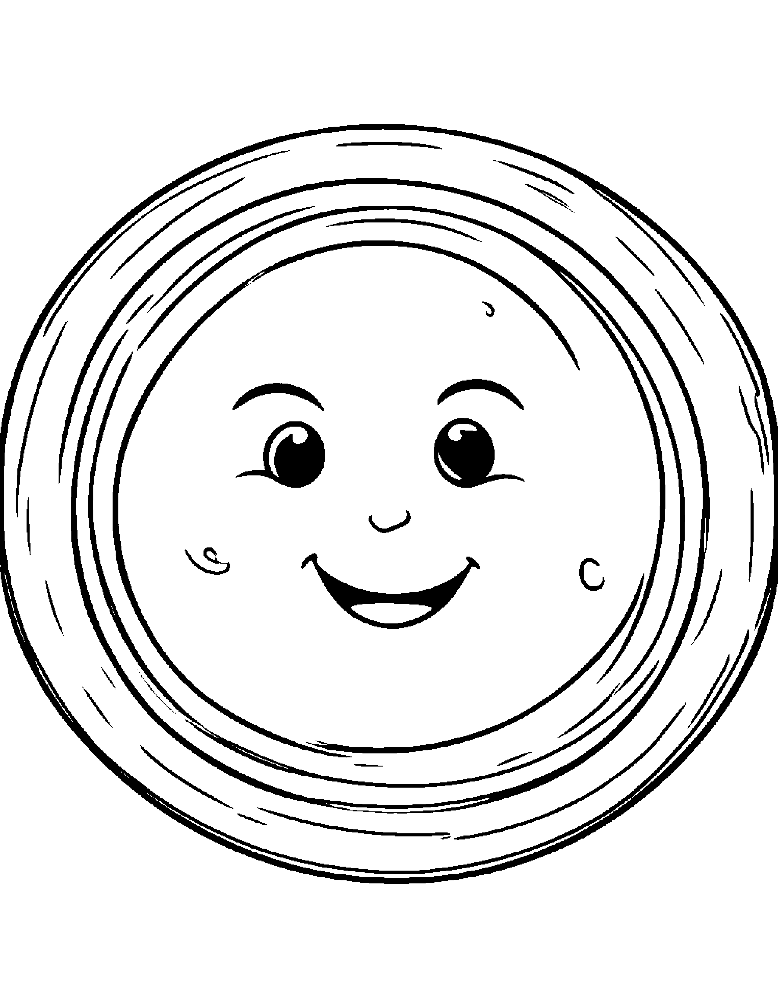 Smiling Smiling Moon #2 Coloring Page (Free Printable PDF)