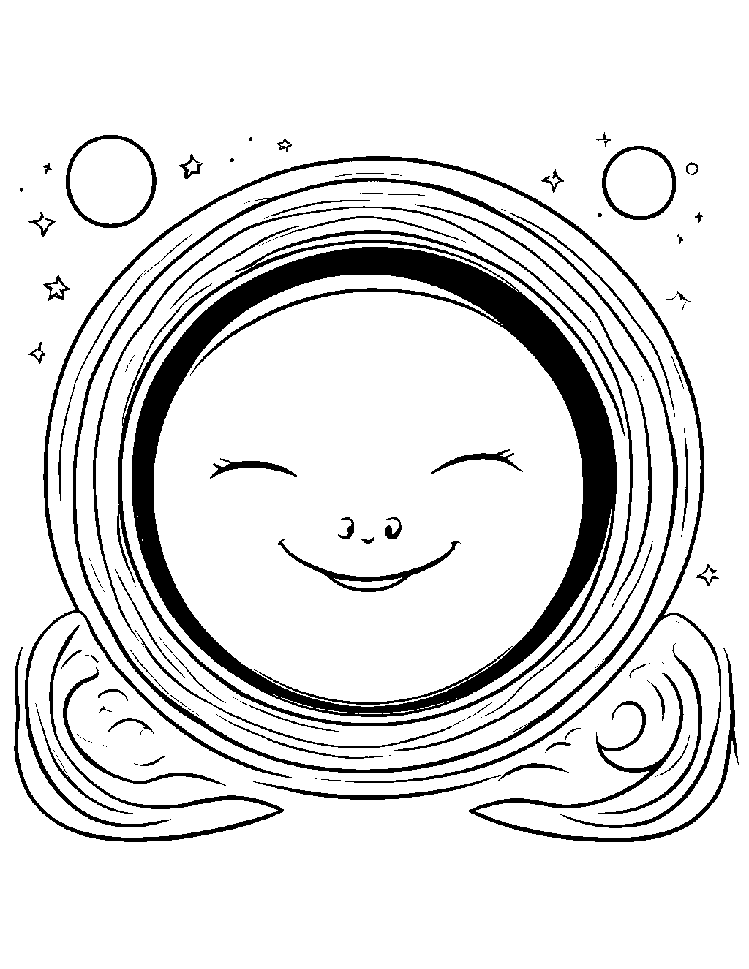 Smiling Smiling Moon Coloring Page (Free Printable PDF)