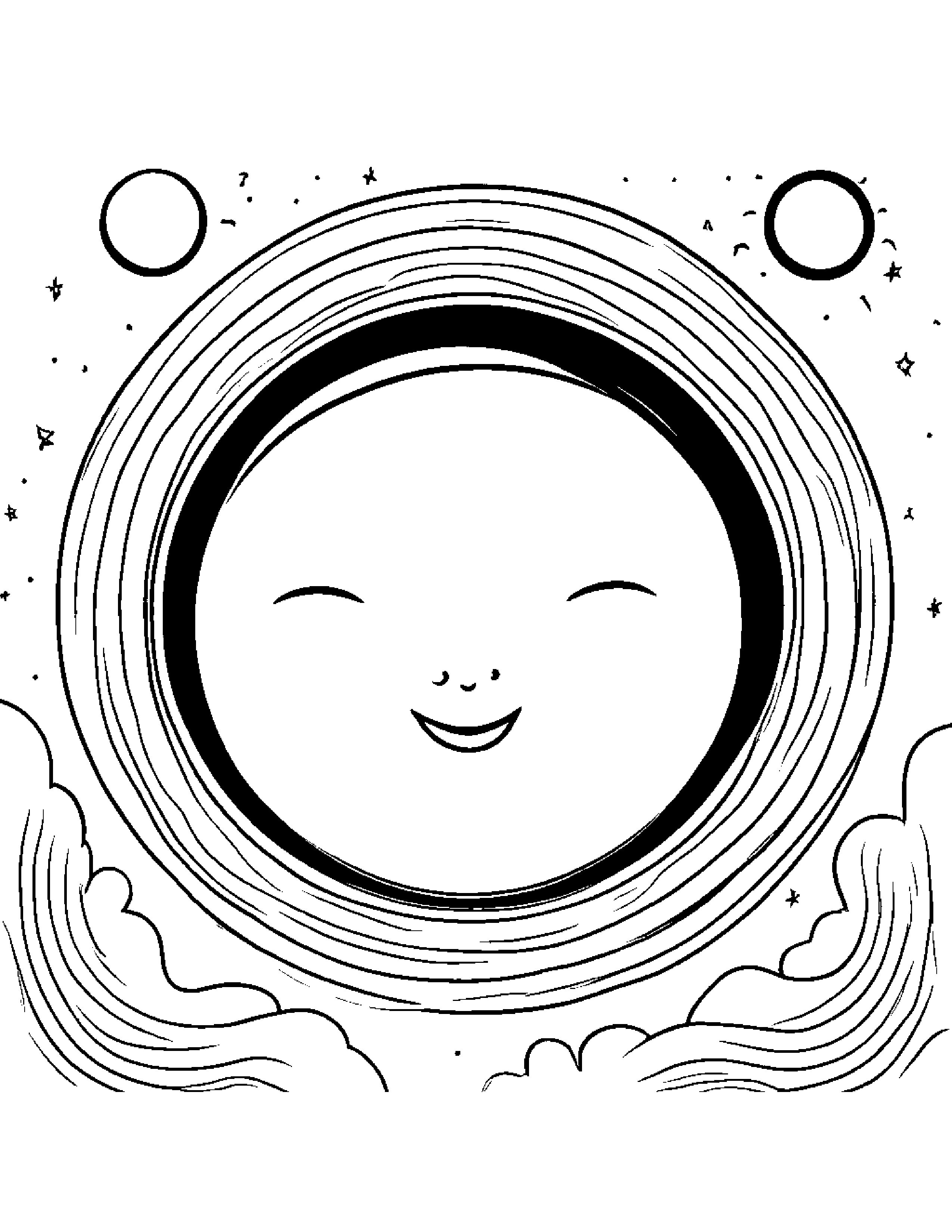 Tiny Smiling Moon Coloring Page (Free Printable PDF)