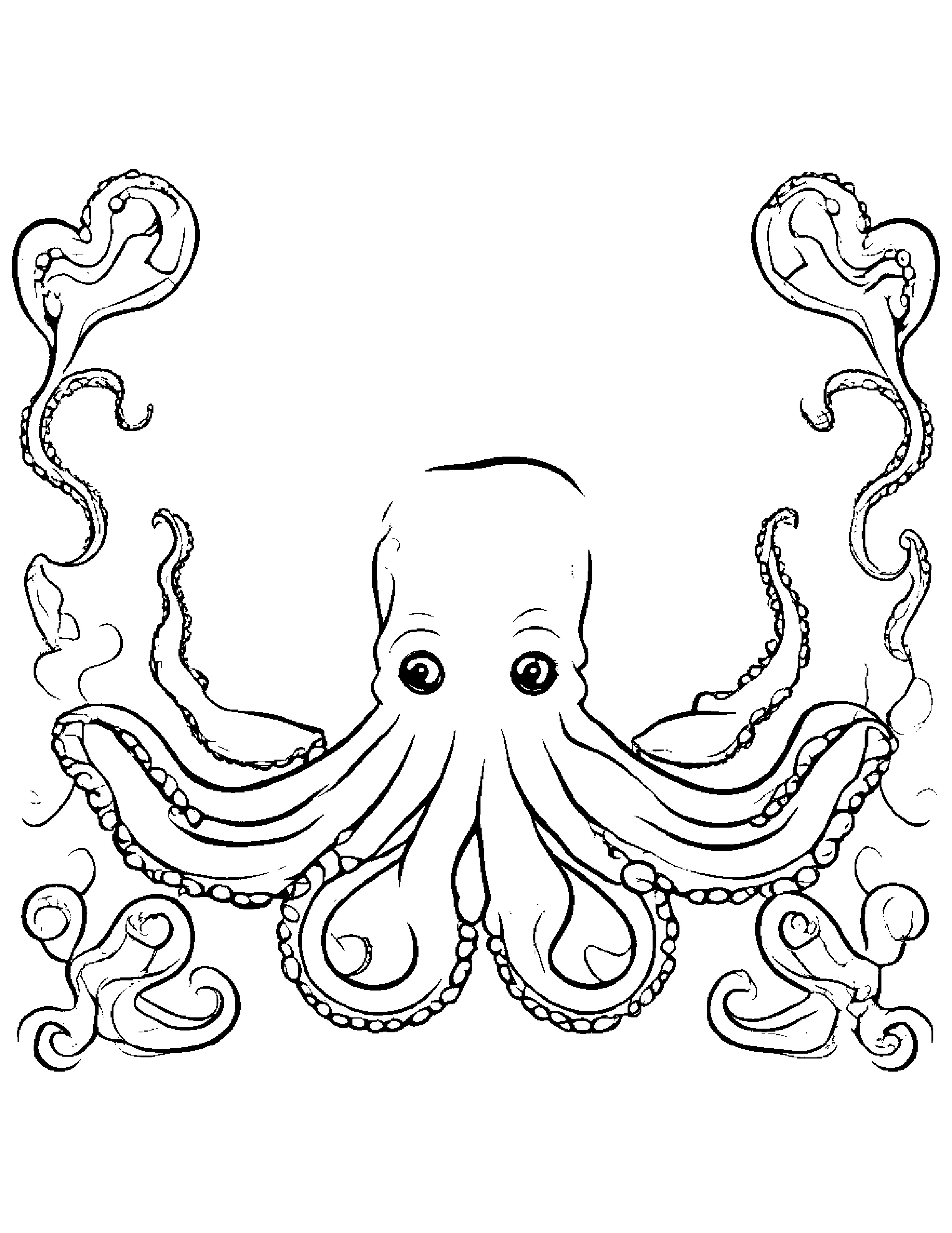 Octopus With A Bow Coloring Page (Free Printable PDF)