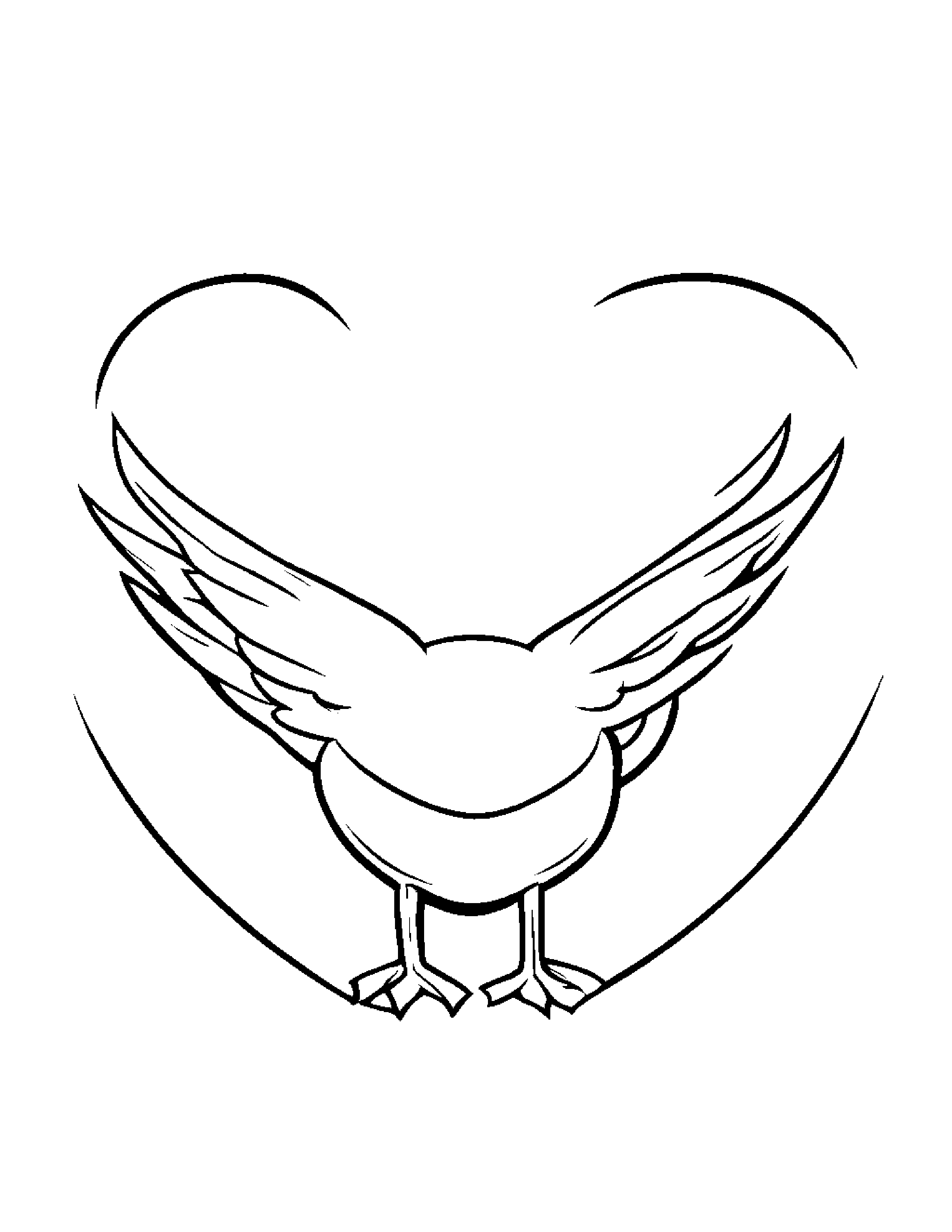 Tiny Seagull Hugging A Heart #2 Coloring Page (Free Printable PDF)