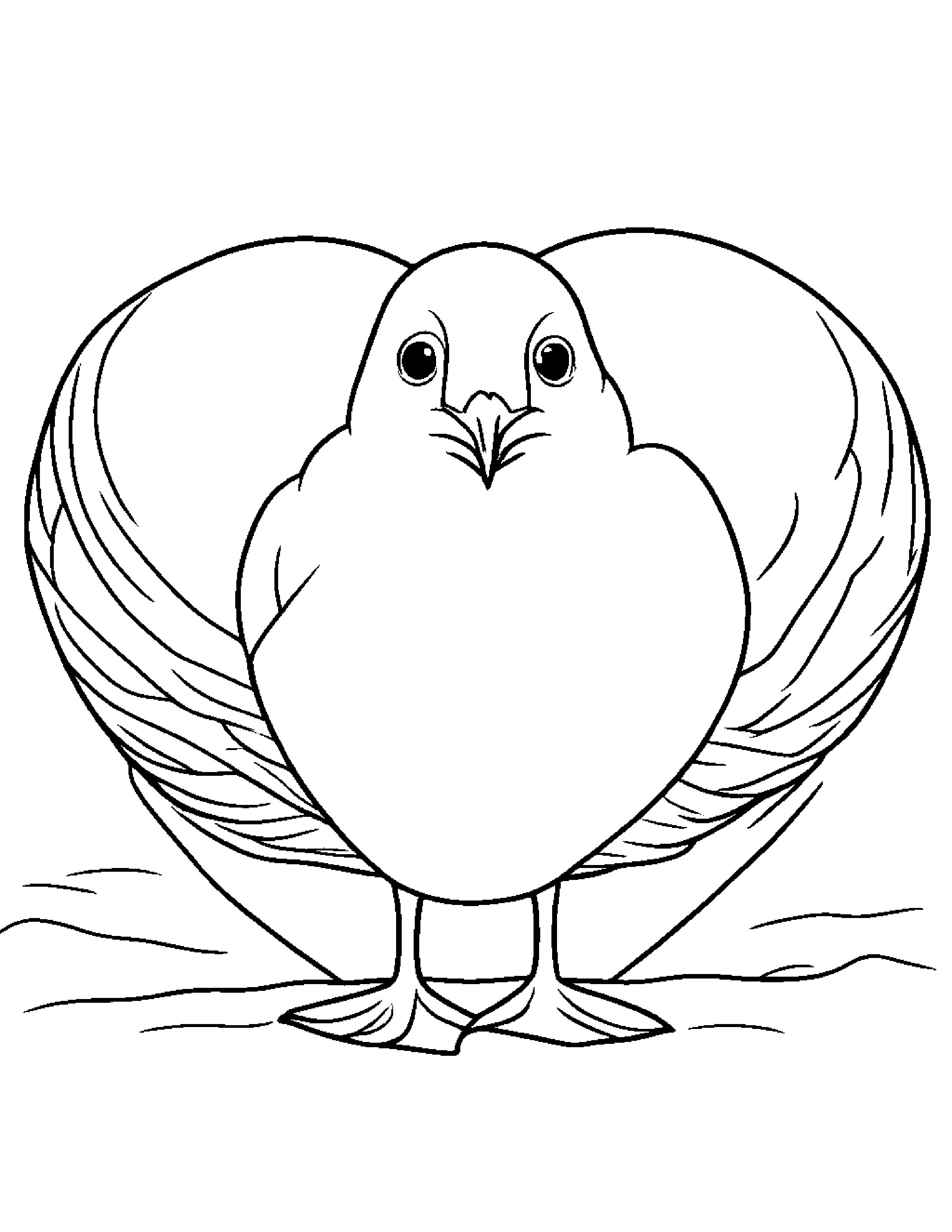 Tiny Seagull Hugging A Heart Coloring Page (Free Printable PDF)