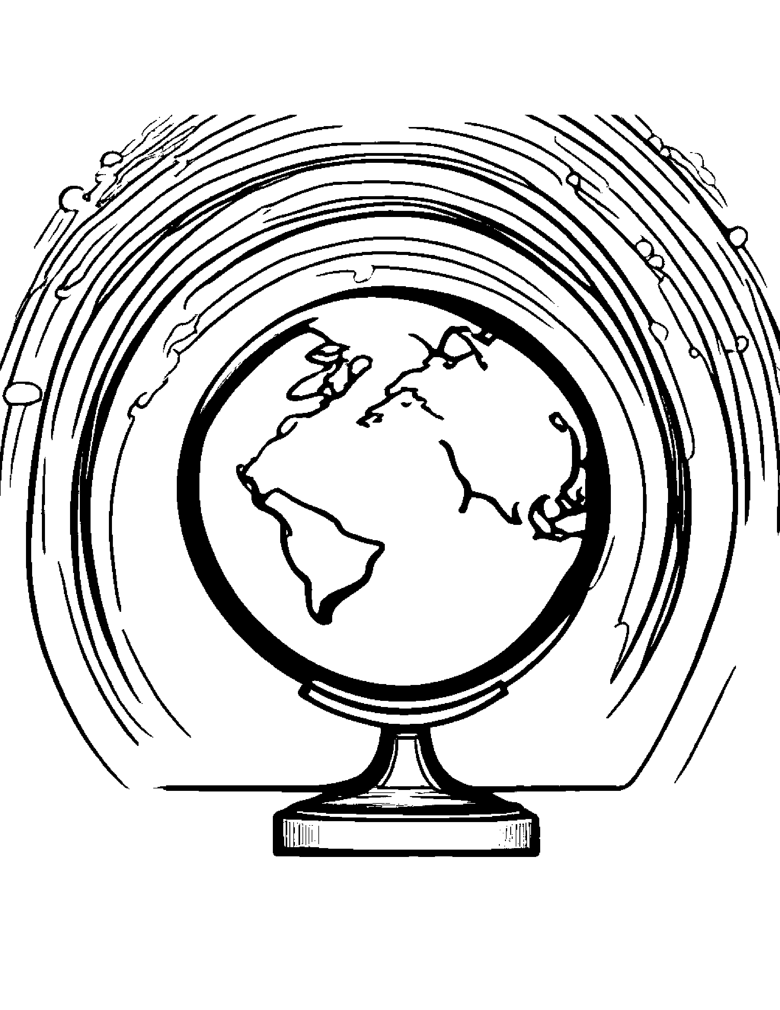 Bright Globe Under A Rainbow #3 Coloring Page (Free Printable PDF)