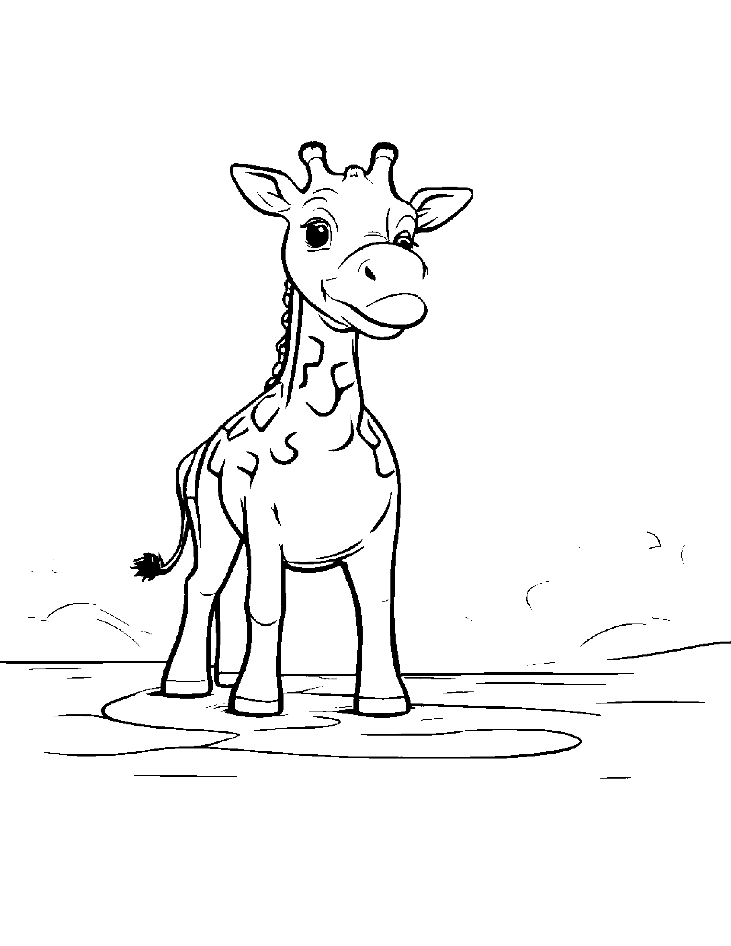 Bubbly Giraffe Calf Playing Hopscotch #3 Coloring Page (Free Printable PDF)