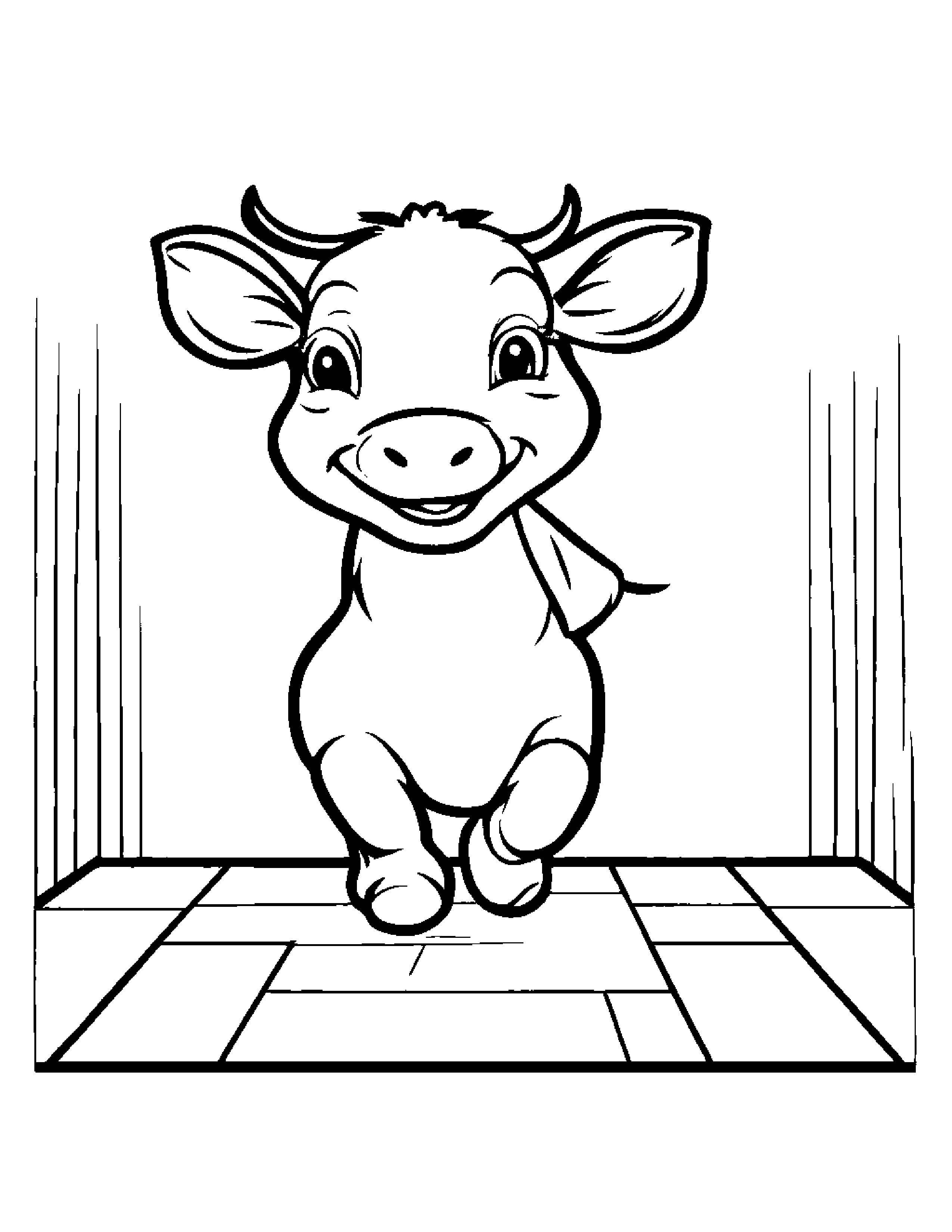 Calf Playing Hopscotch #2 Coloring Page (Free Printable PDF)