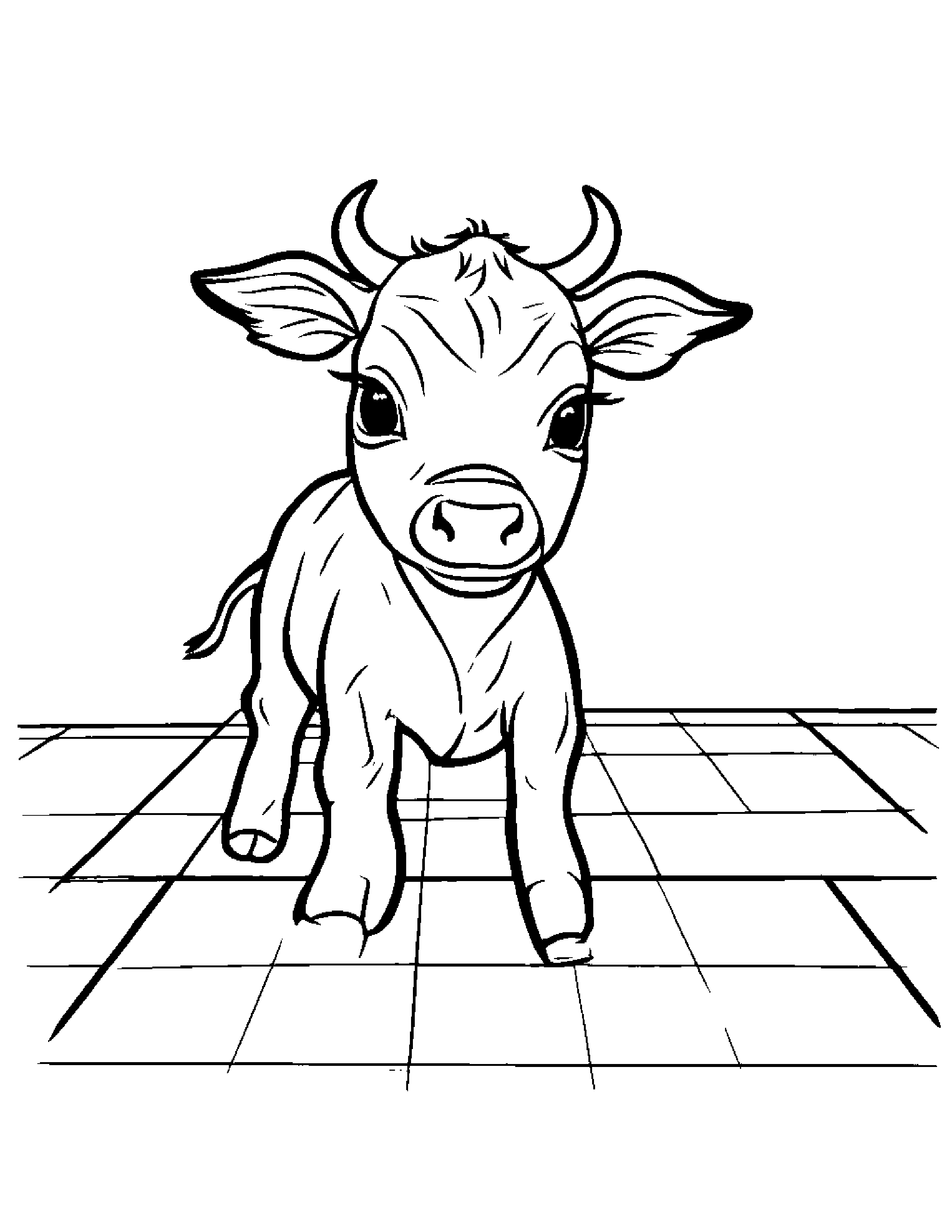 Calf Playing Hopscotch #3 Coloring Page (Free Printable PDF)