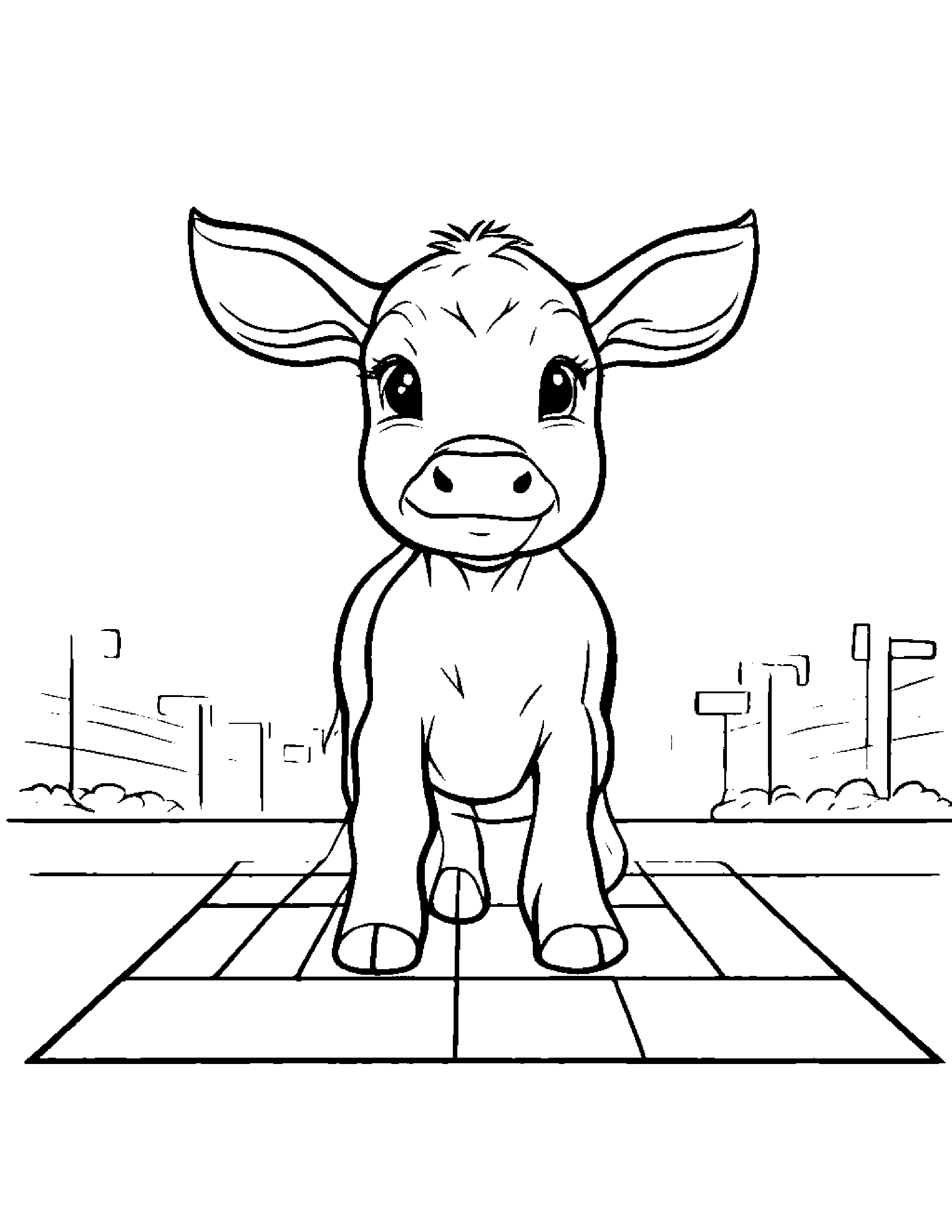 Calf Playing Hopscotch Coloring Page (Free Printable PDF)