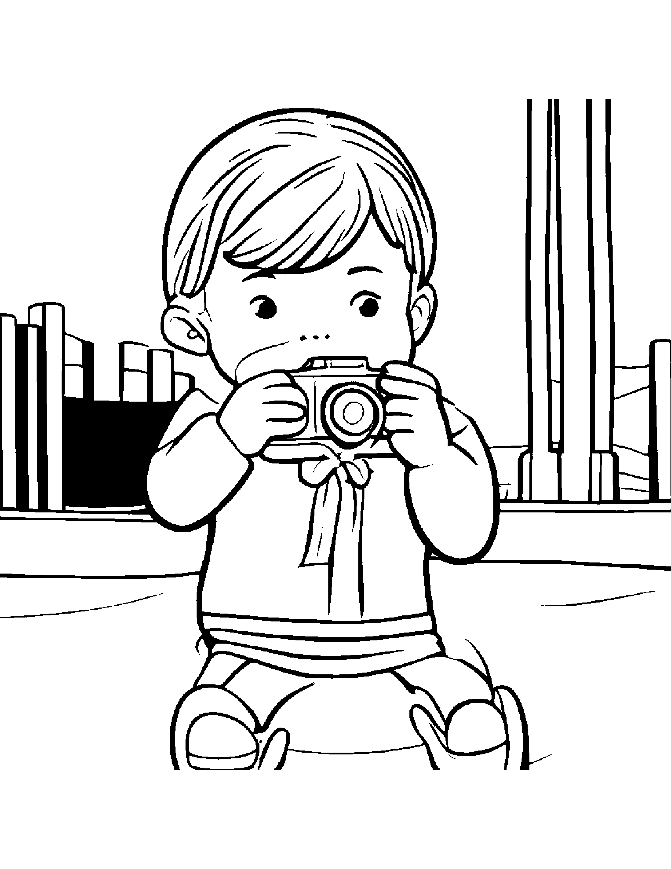 Camera Toy Learning To Tie A Bow At The Playground #5 Coloring Page (Free Printable PDF)
