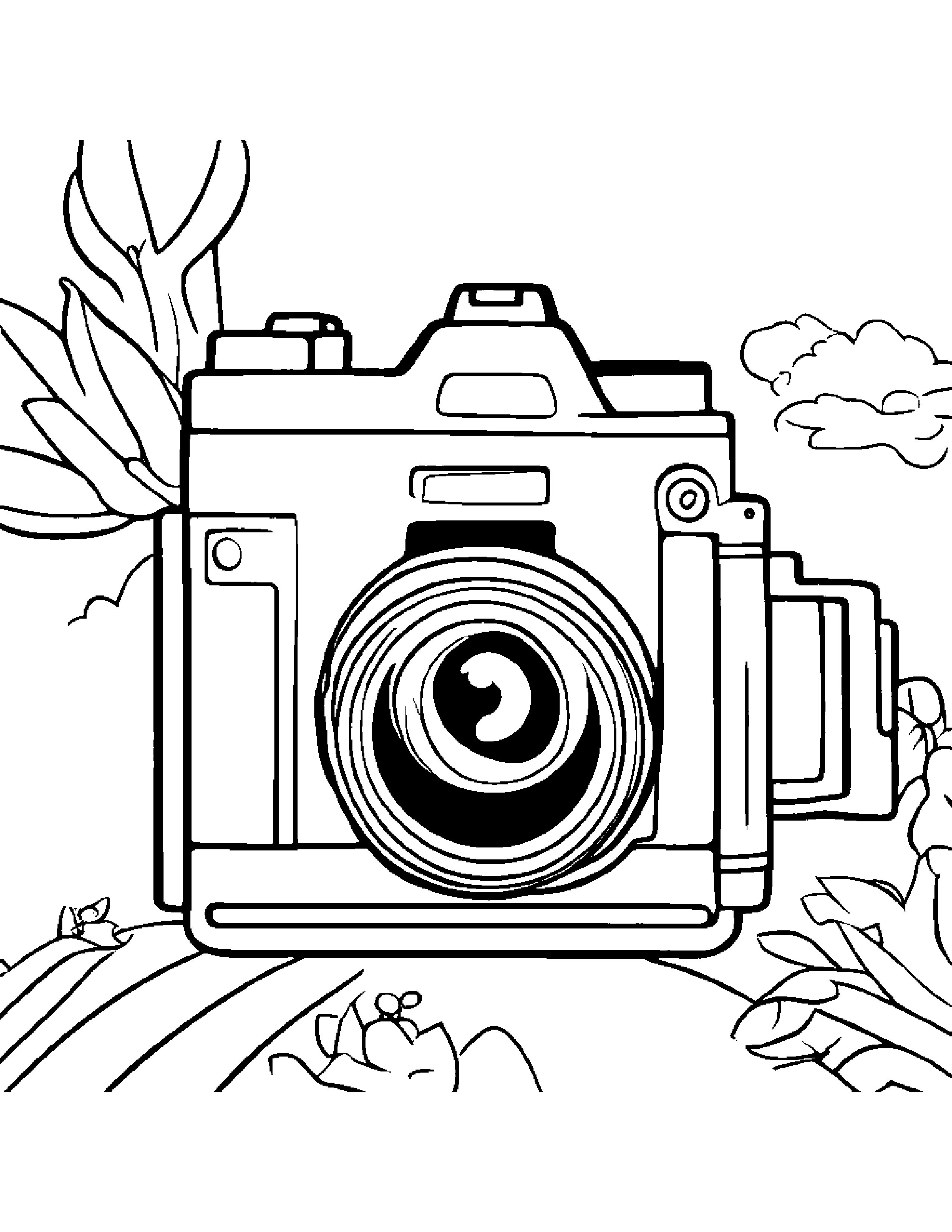 Camera Toy Playing Peekaboo #5 Coloring Page (Free Printable PDF)