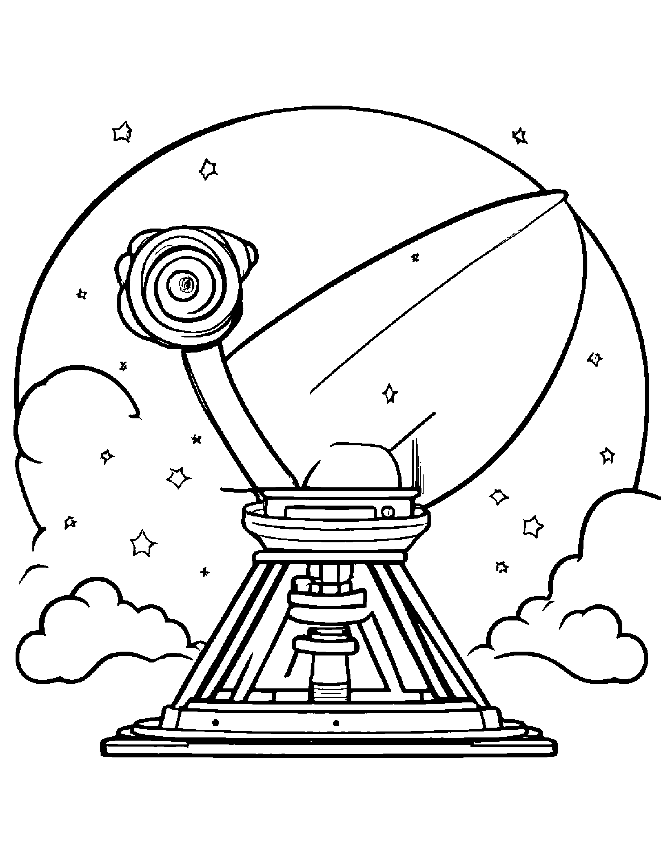 Cheerful Telescope Coloring Page (Free Printable PDF)