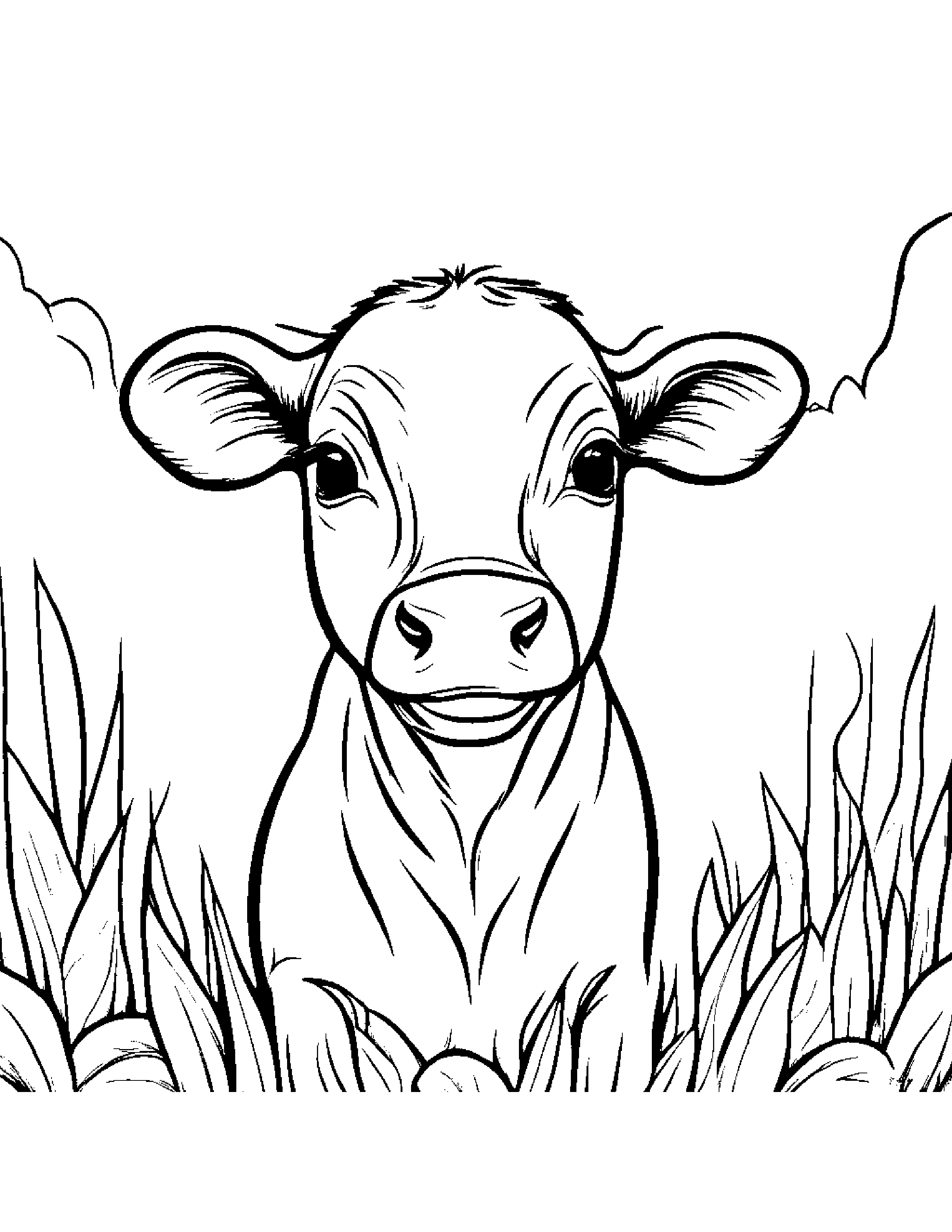 Cozy Calf Waving #2 Coloring Page (Free Printable PDF)