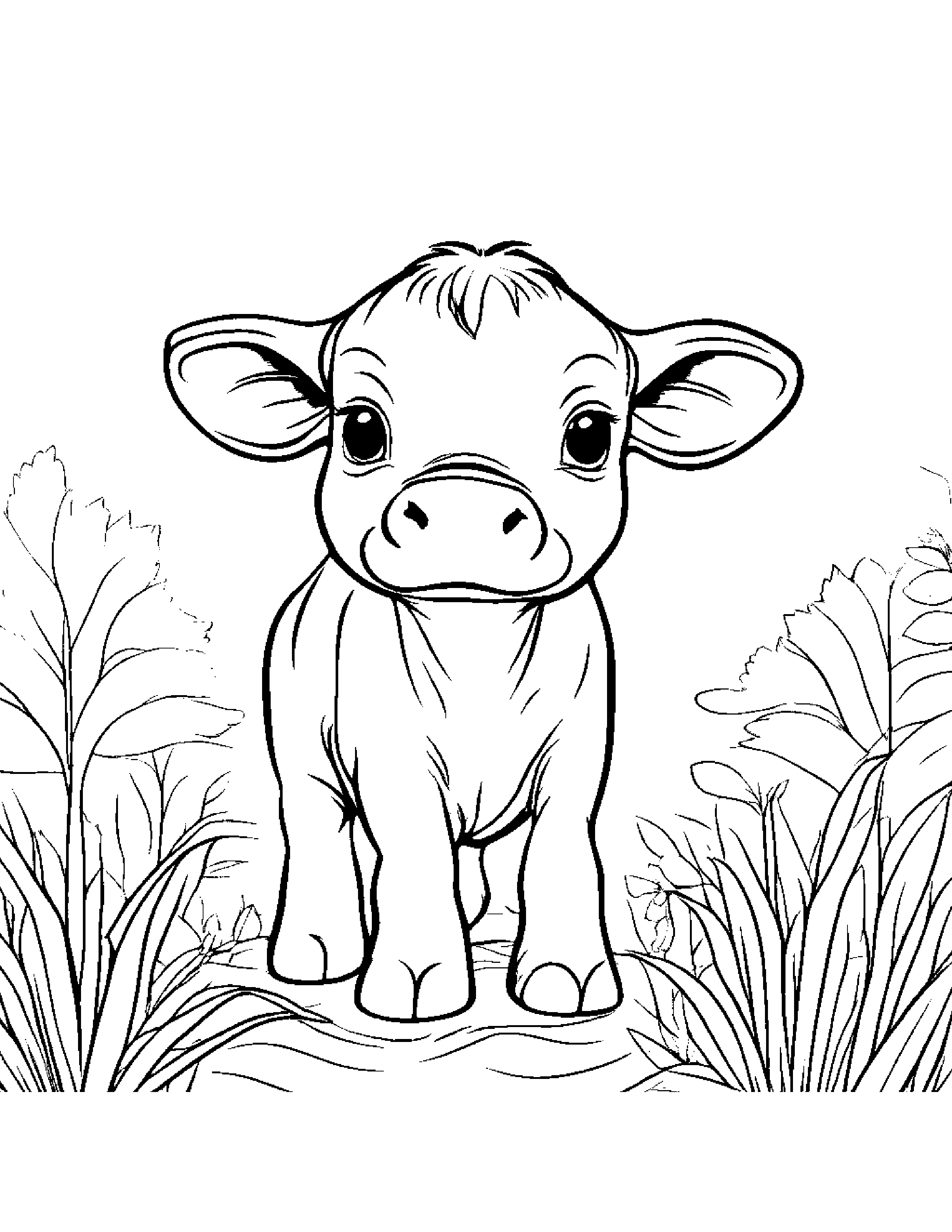Cozy Calf Waving Coloring Page (Free Printable PDF)