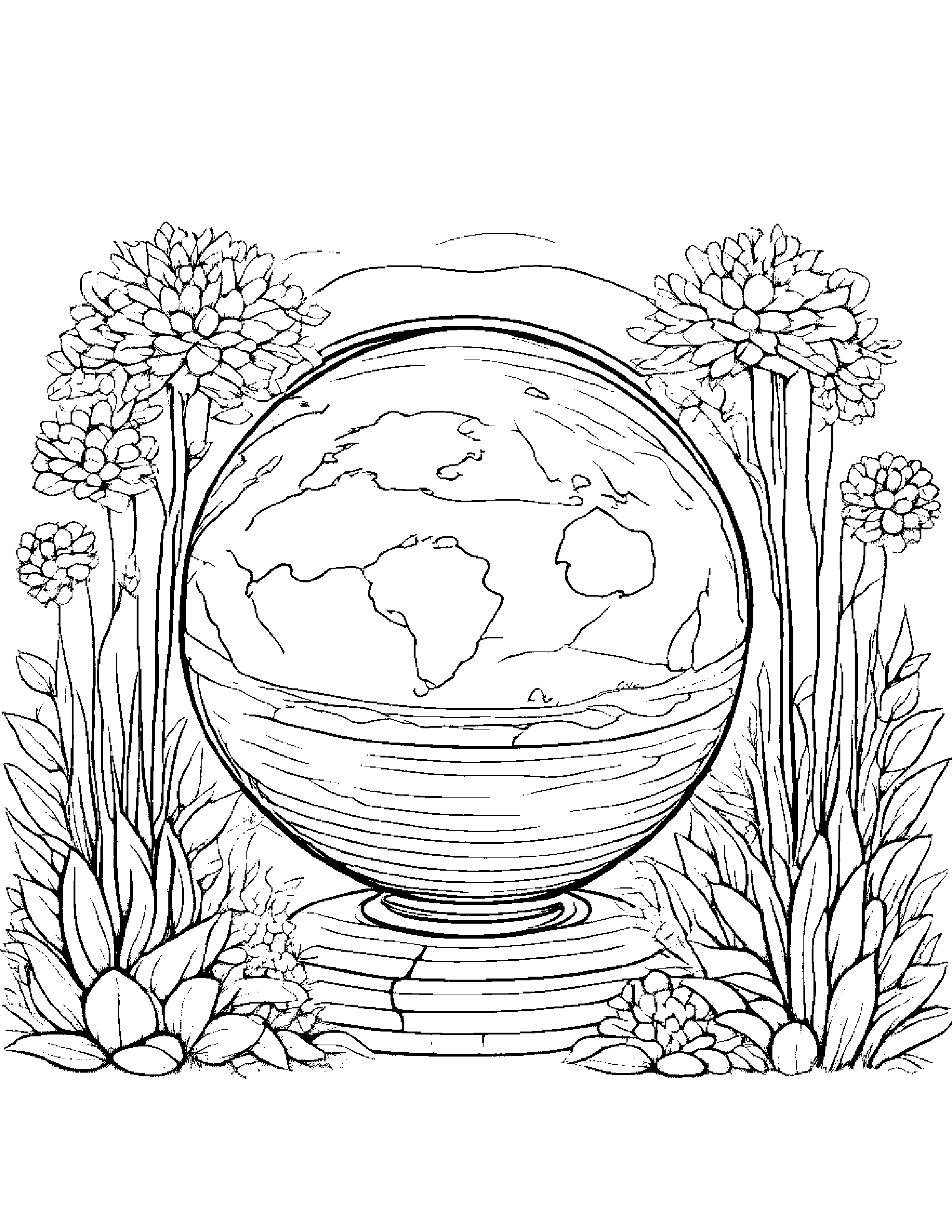 Cozy Globe In A Cozy Garden #2 Coloring Page (Free Printable PDF)