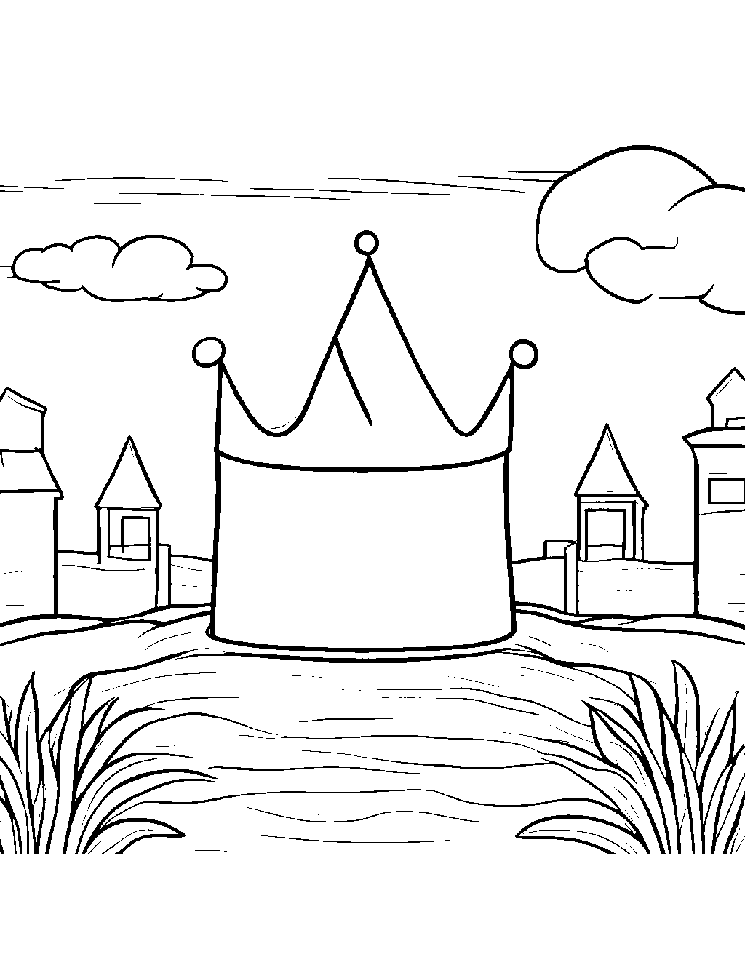 Crown Waving Beside A Sandbox #2 Coloring Page (Free Printable PDF)