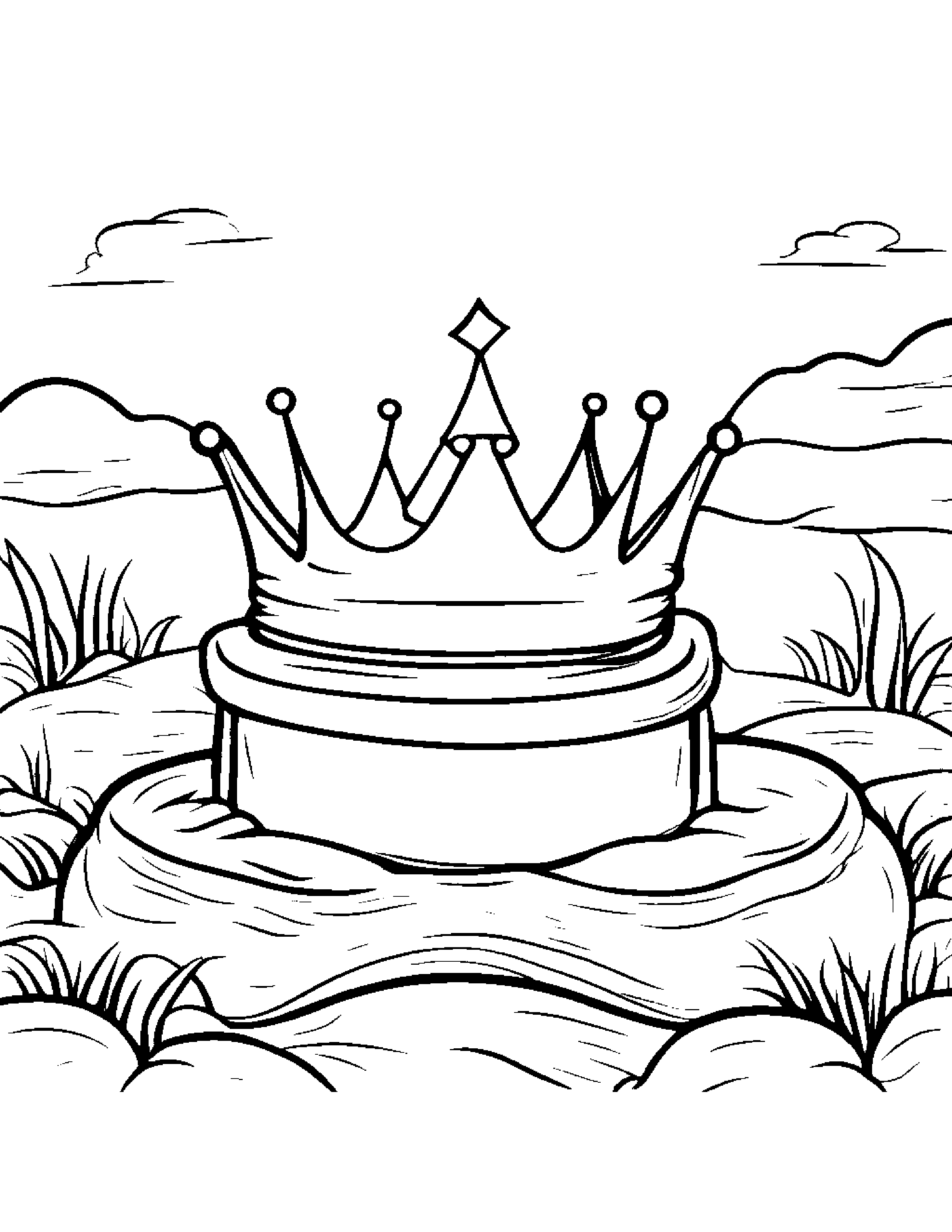 Crown Waving Beside A Sandbox #3 Coloring Page (Free Printable PDF)