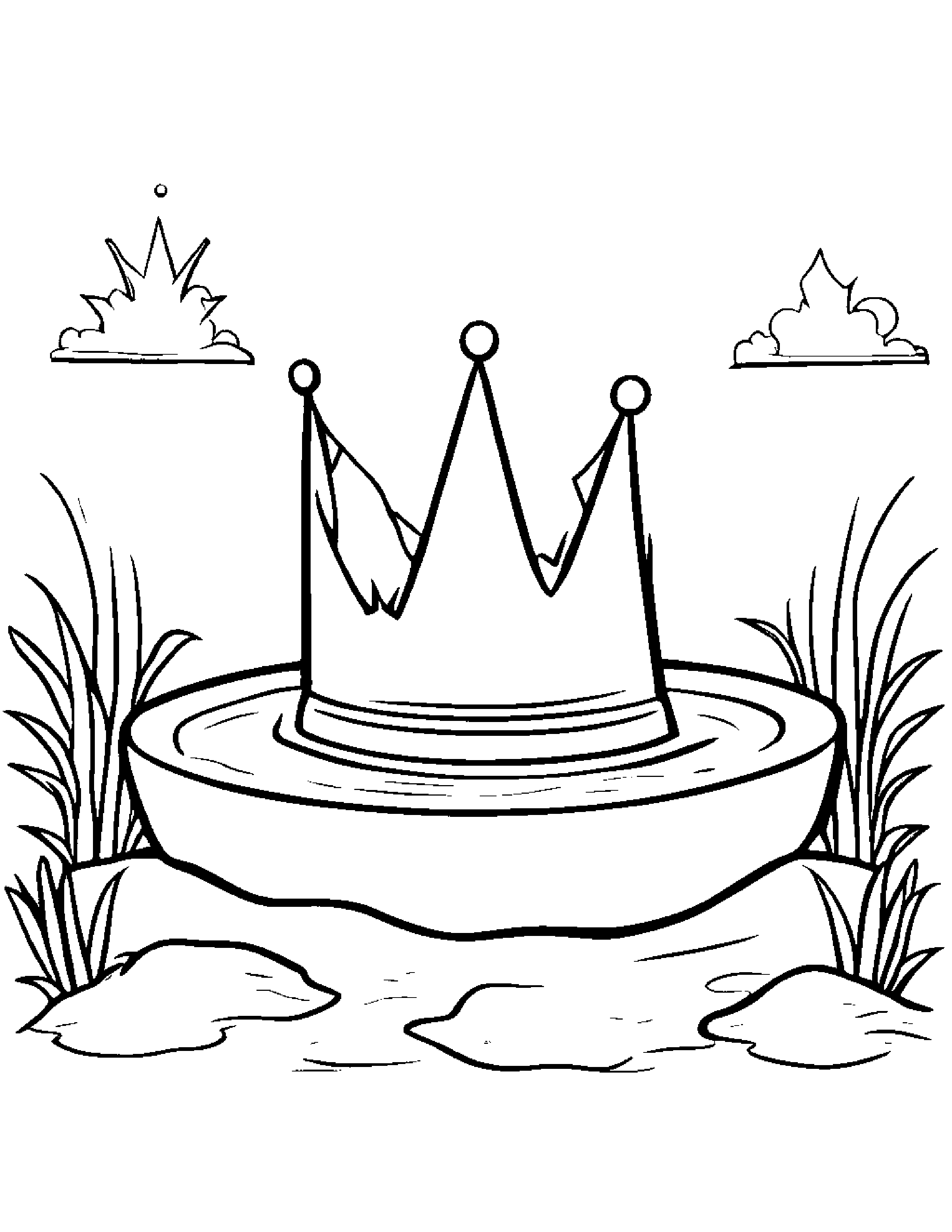 Crown Waving Beside A Sandbox Coloring Page (Free Printable PDF)